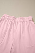 Pink Stitched Detail Loose Tank Top Cotton 2pcs Short Set