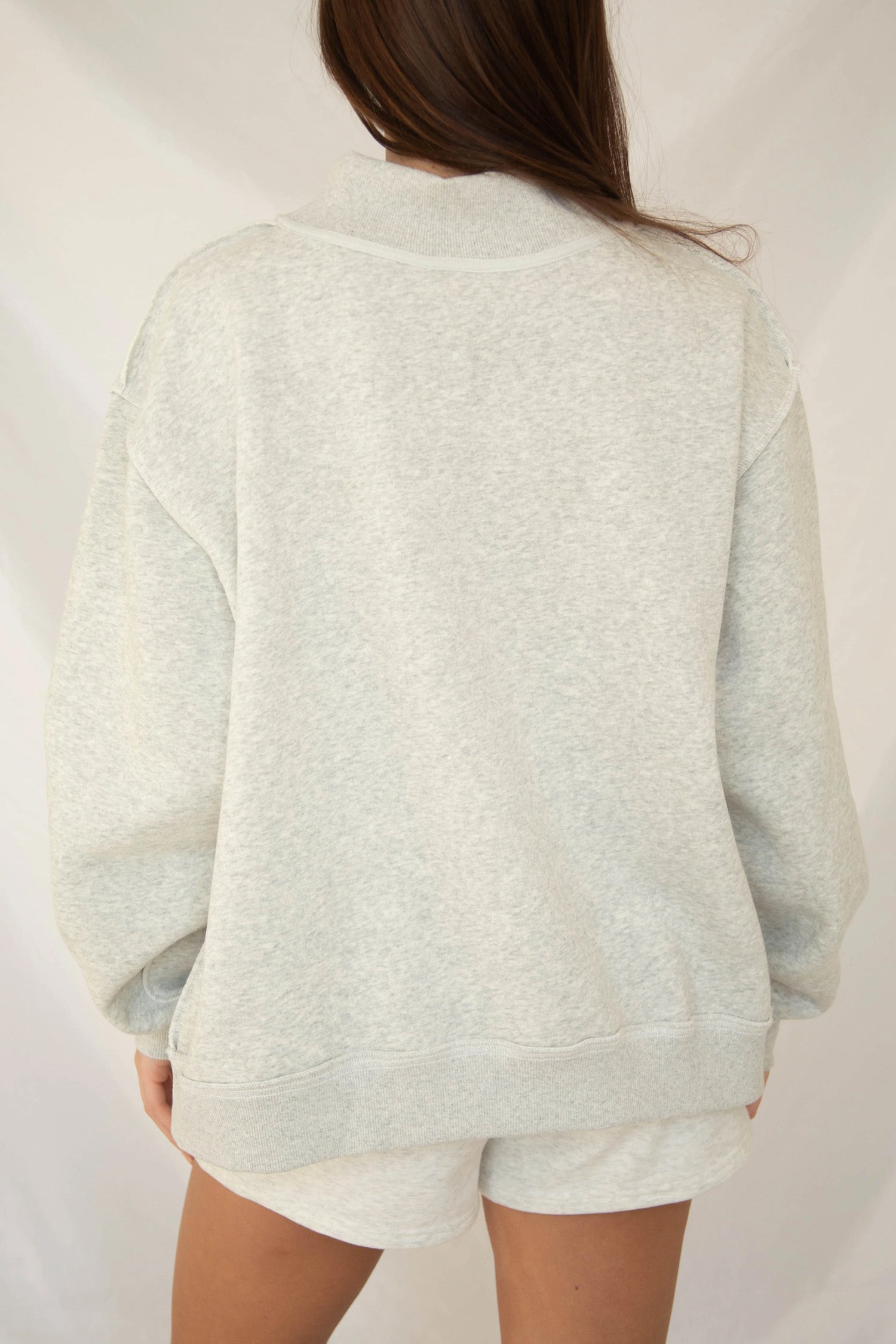 Gray High Neck Polka Dot Slogan Printed Baggy Sweatshirt