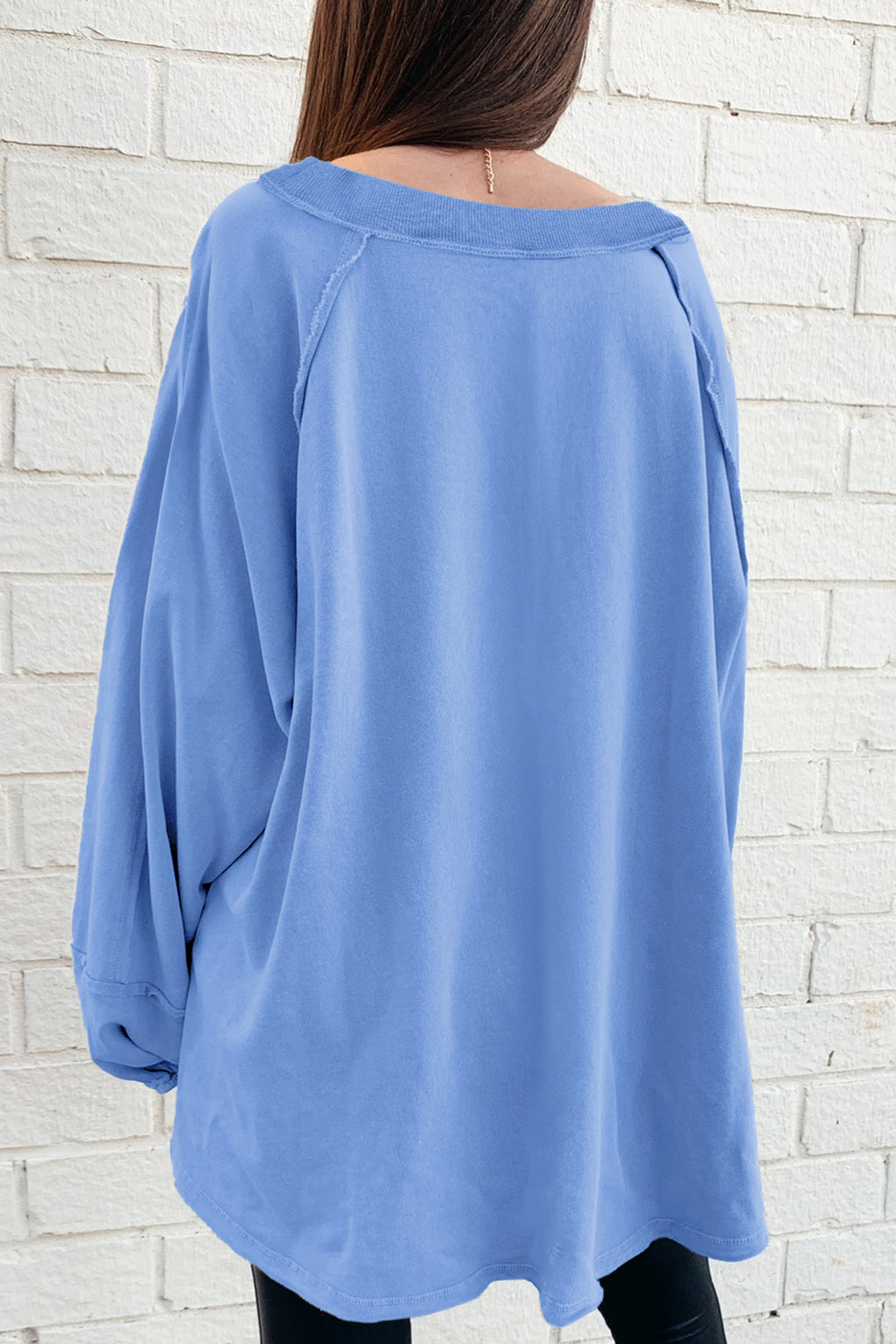 Beau Blue Patchwork Baggy Sweatshirt