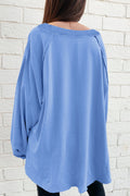Beau Blue Patchwork Baggy Sweatshirt