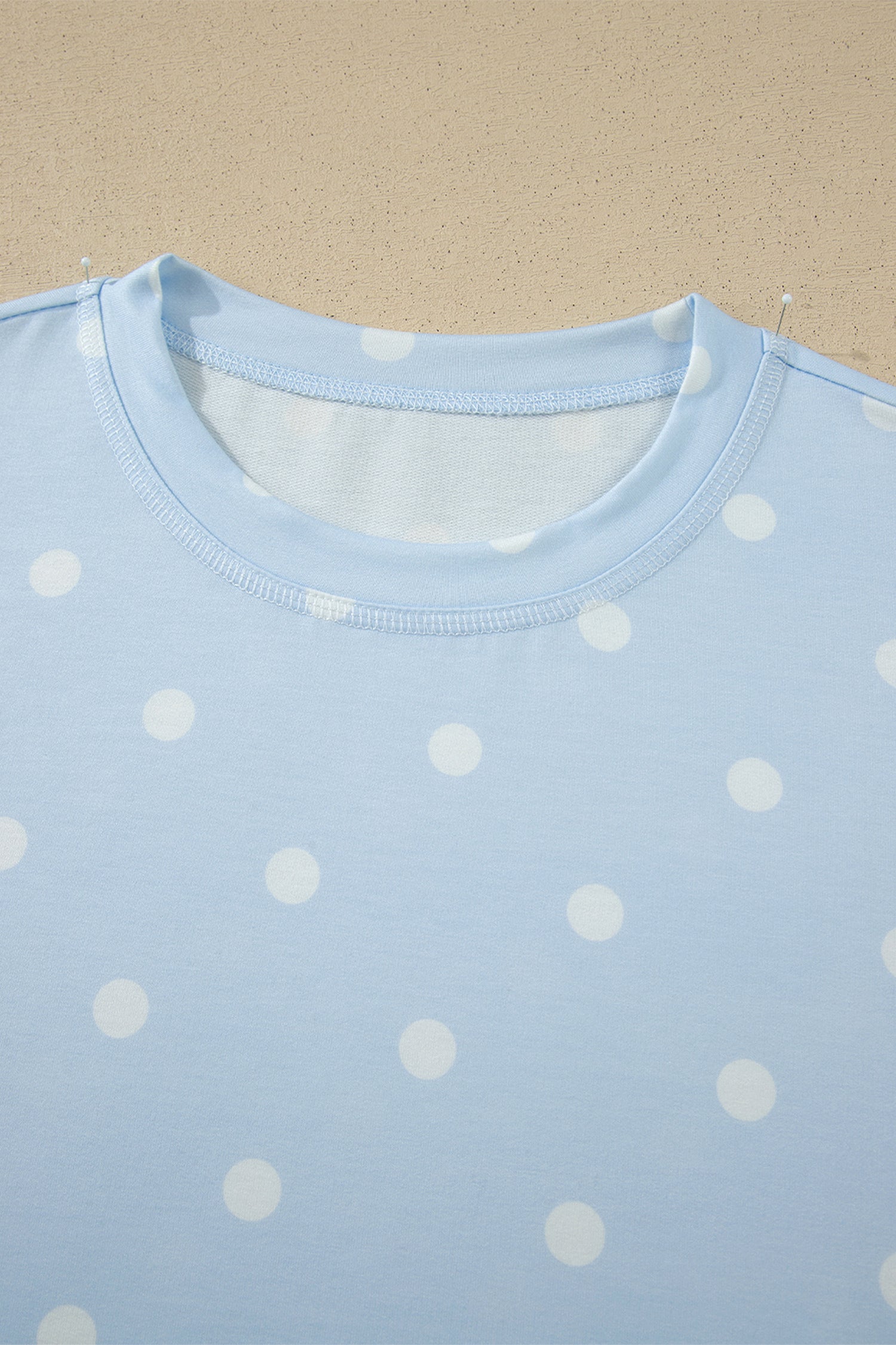 Pink Polka Dot Short Sleeve Loose Top Drawstring Shorts Set