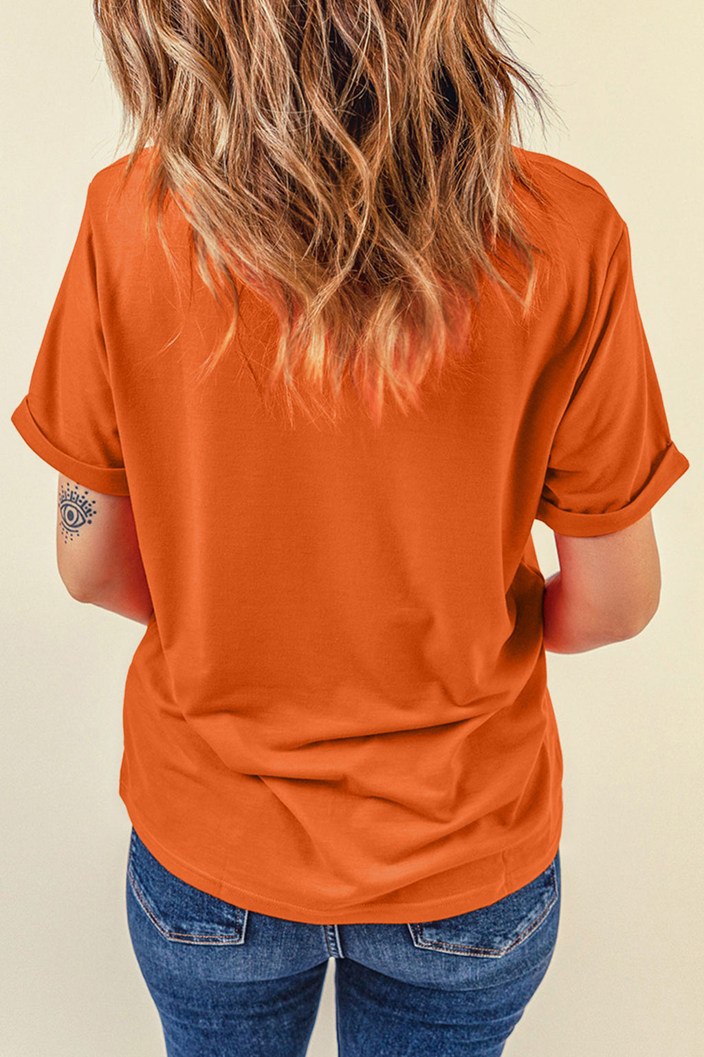 Orange Unique Animal Design Western Print T Shirt
