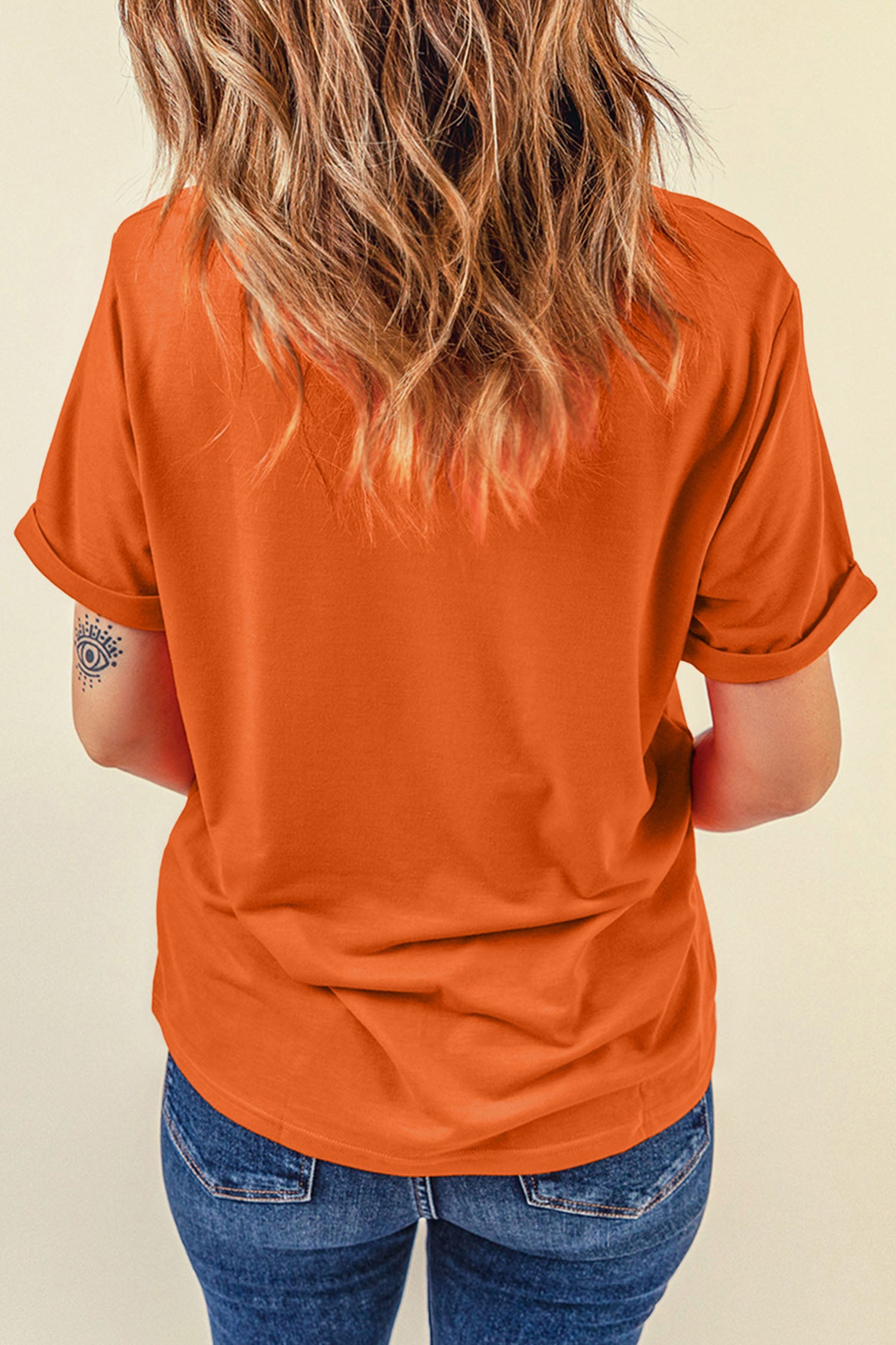 Orange Unique Animal Design Western Print T Shirt