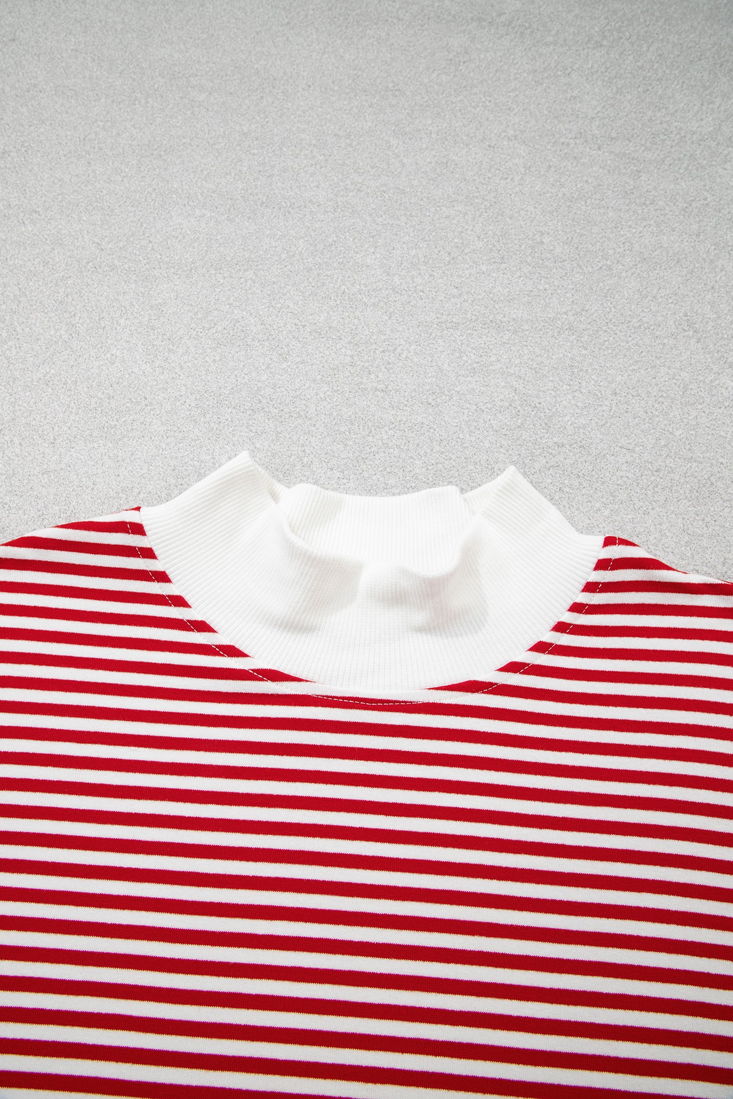 Sky Blue Stripe Oversize Mock Neck Sweatshirt and Shorts Set