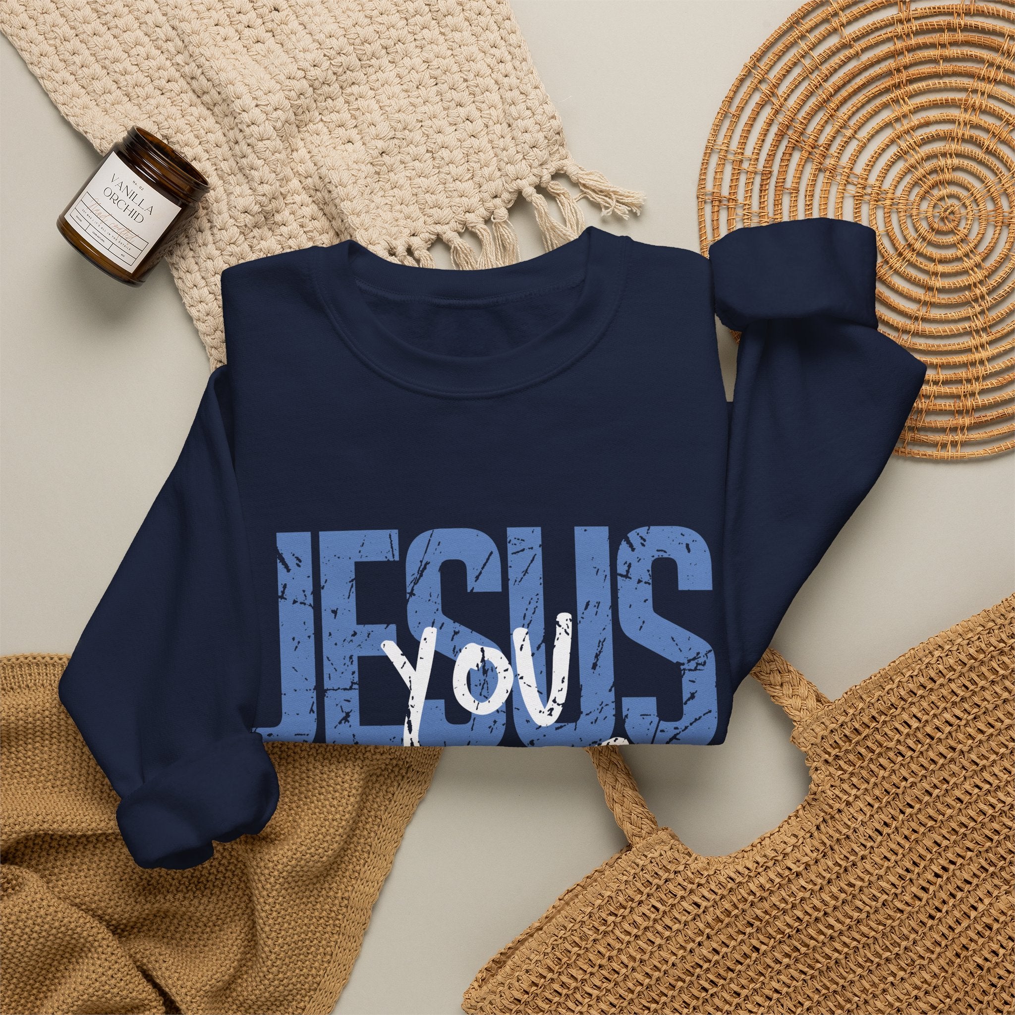 Jesus Loves You & Me Crewneck Sweatshirt — Christian Faith Inspirational Pullover (John 15:13)