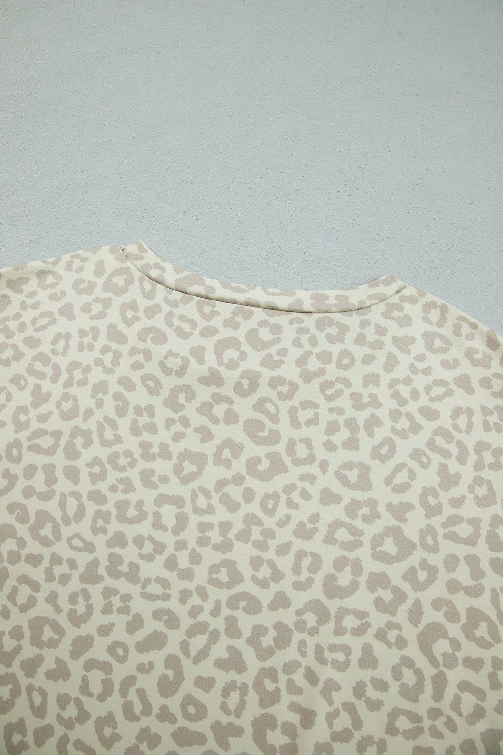 Gray Leopard Print Varsity Striped Detail 3/4 Sleeve Top Shift Pant Set