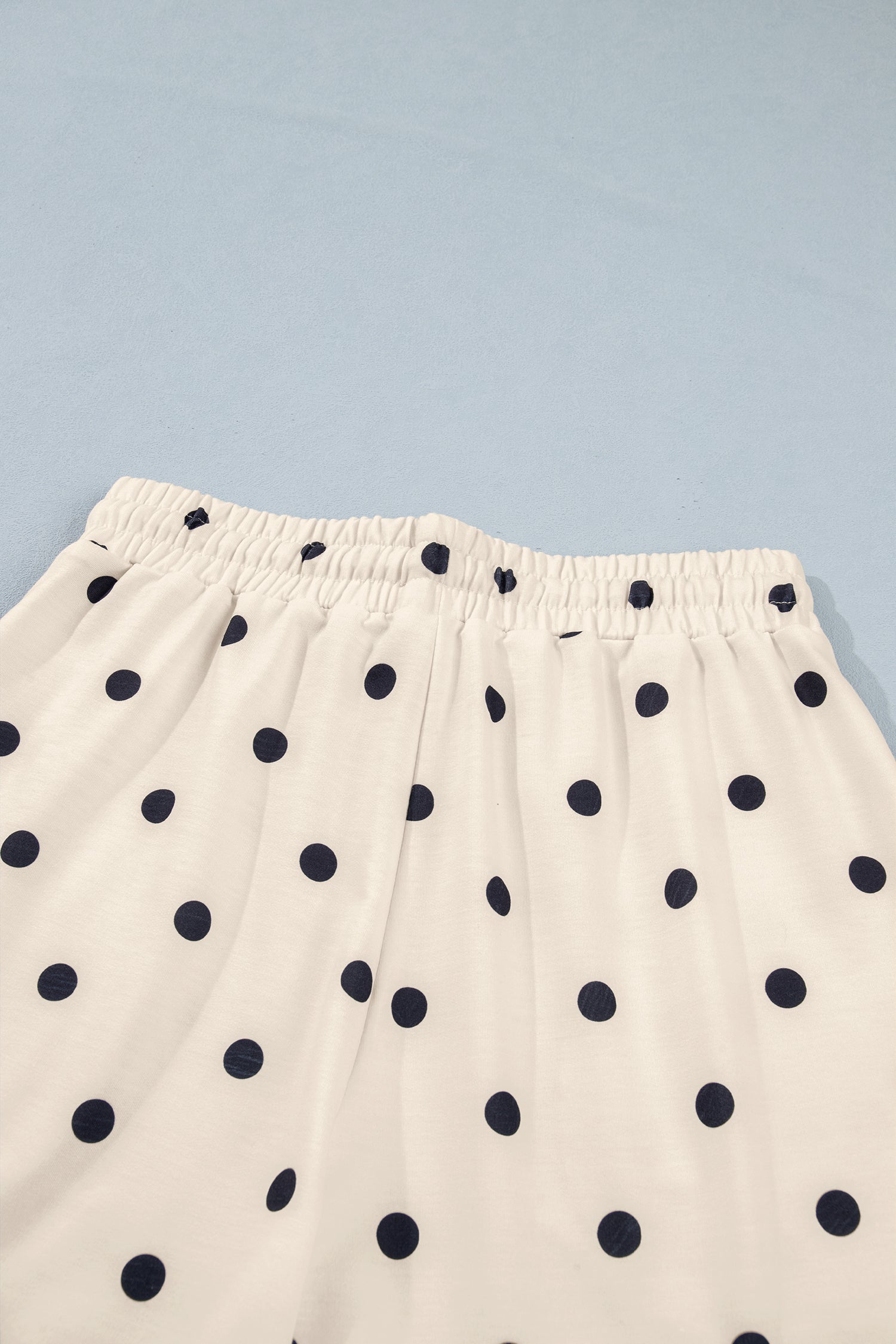 Pink Polka Dot Short Sleeve Loose Top Drawstring Shorts Set
