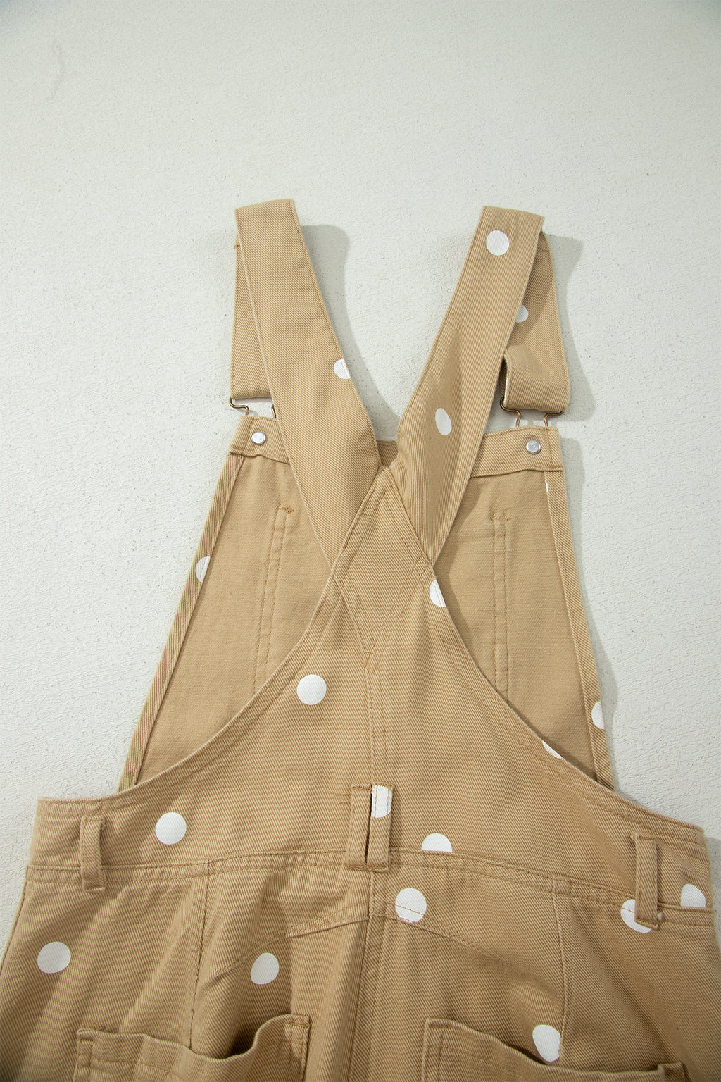 Jet Stream Polka Dot Print Bib Pocket Denim Barrel Overalls Jumpsuit
