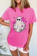 Sachet Pink Ghost Heat Transfer Printing Halloween T Shirt