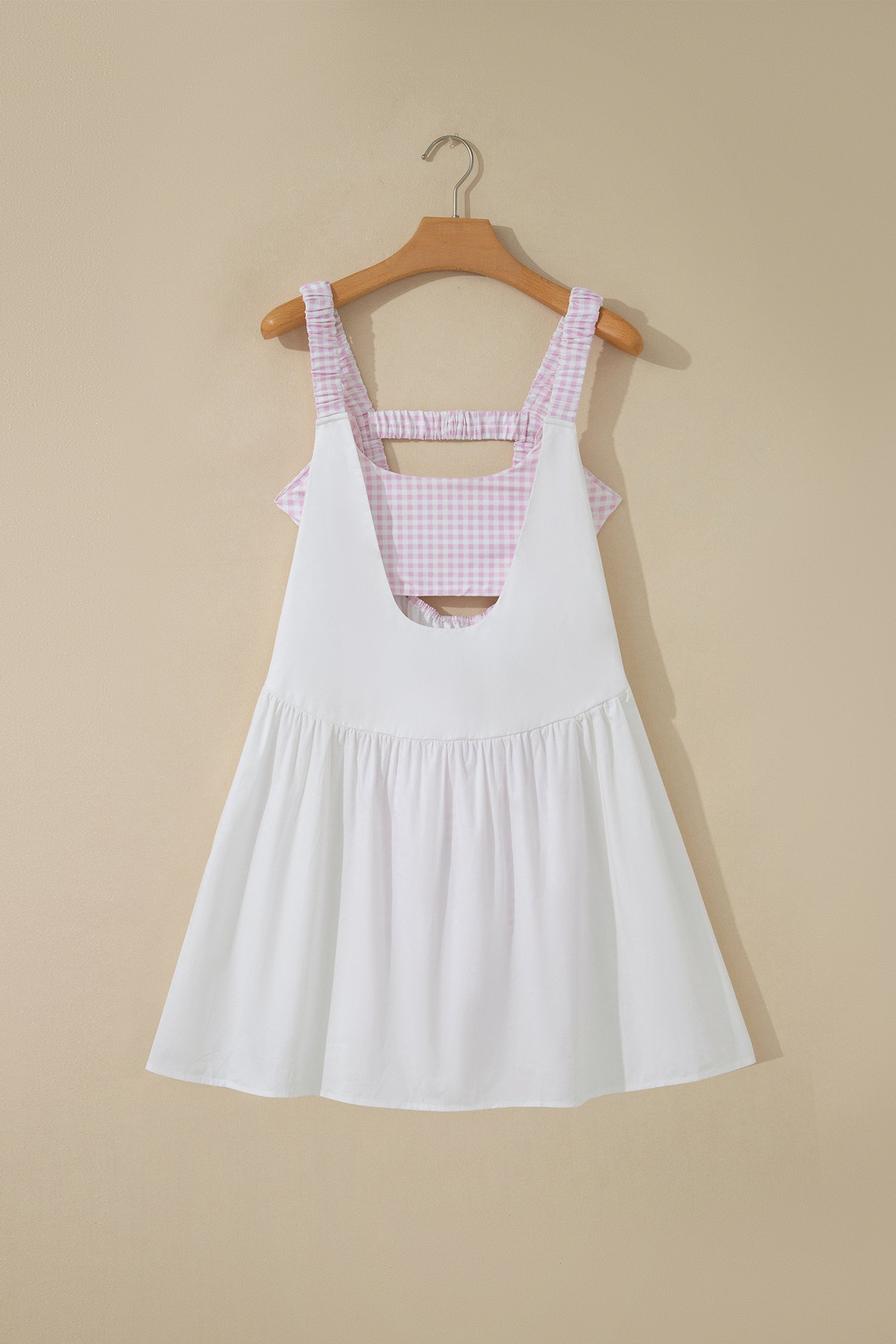 Beau Blue Faux Two Piece Gingham Contrast Patchwork Loose Mini Dress