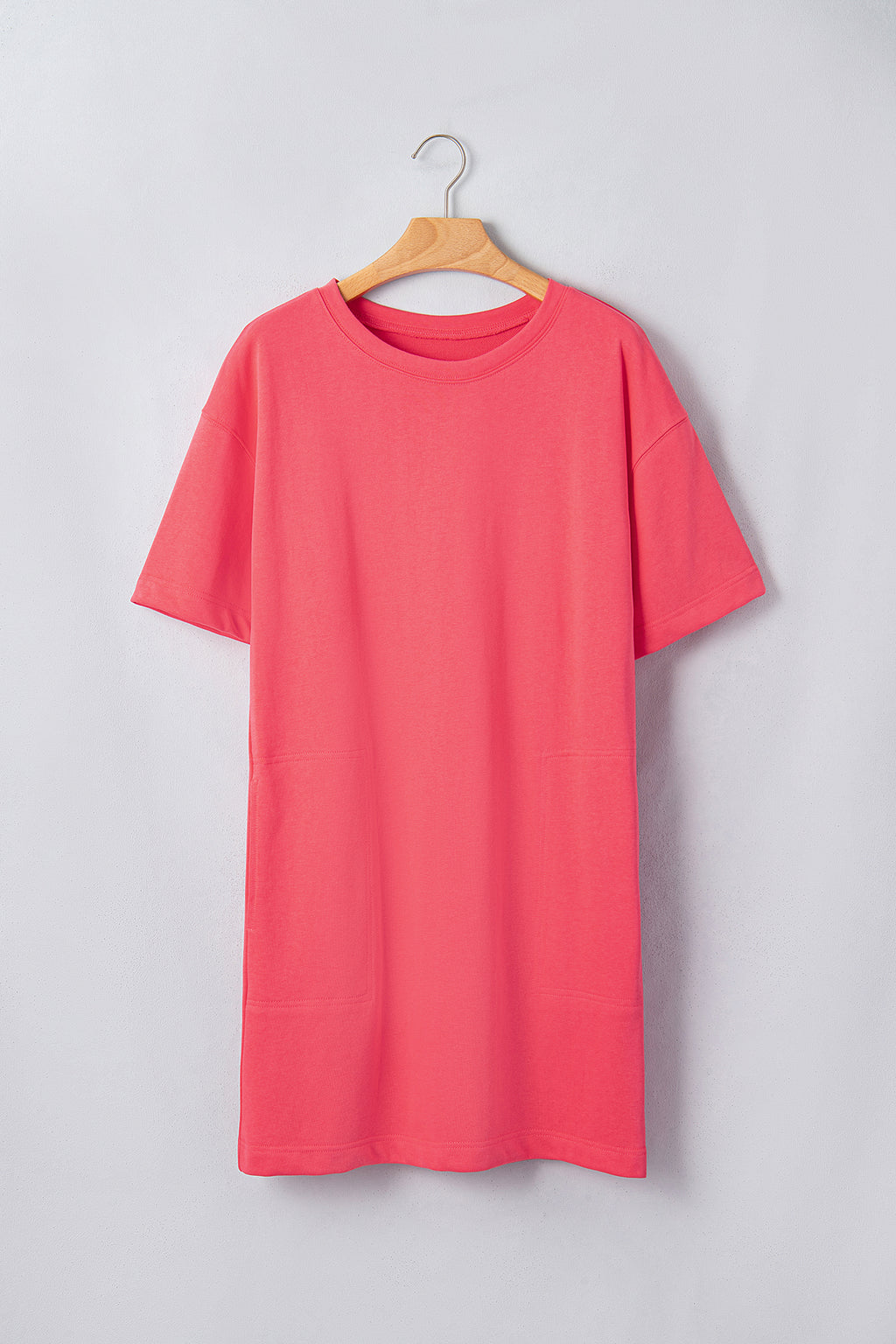 Light Blue Drop Shoulder Loose Casual T Shirt Mini Dress