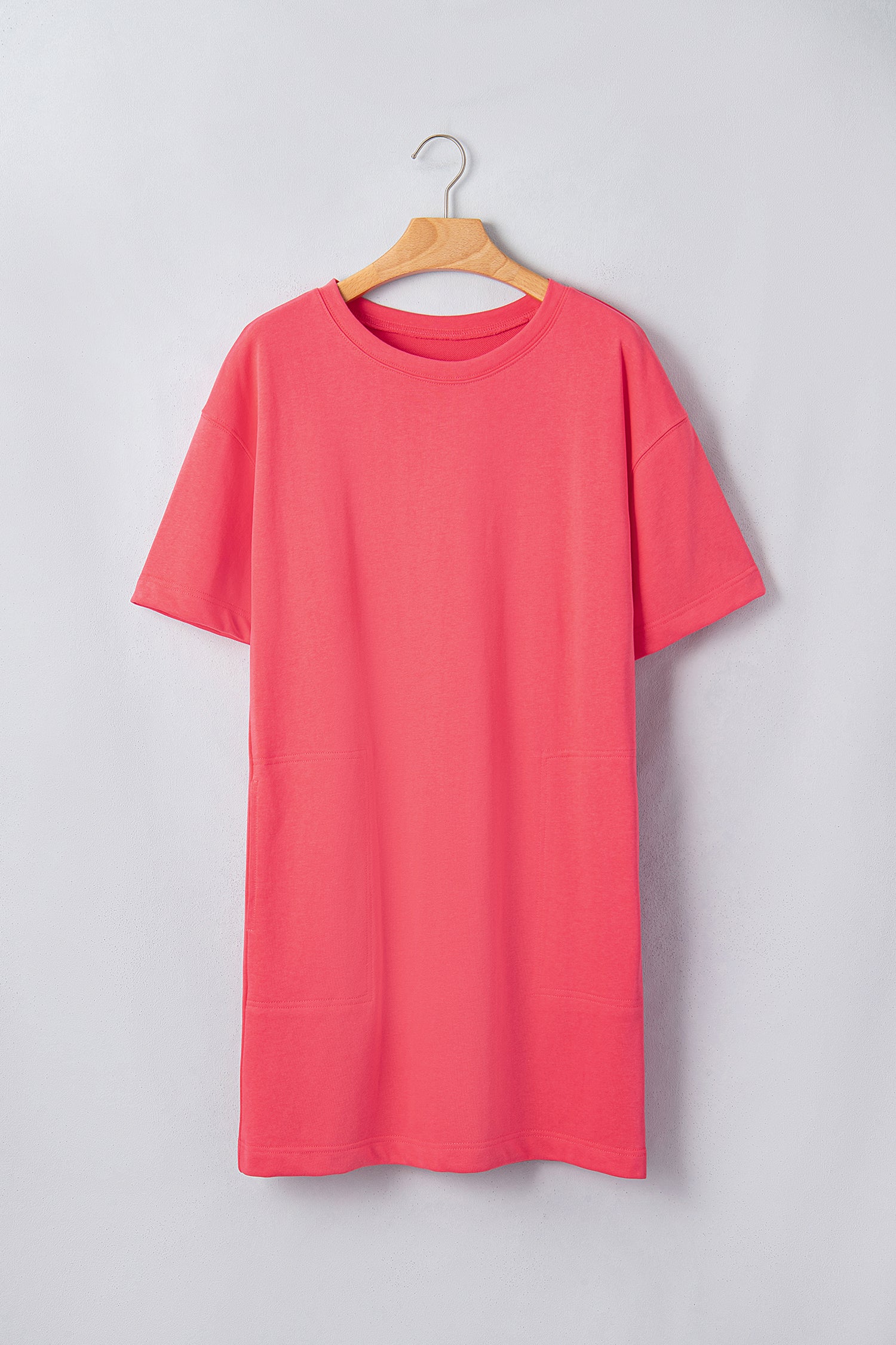 Light Blue Drop Shoulder Loose Casual T Shirt Mini Dress