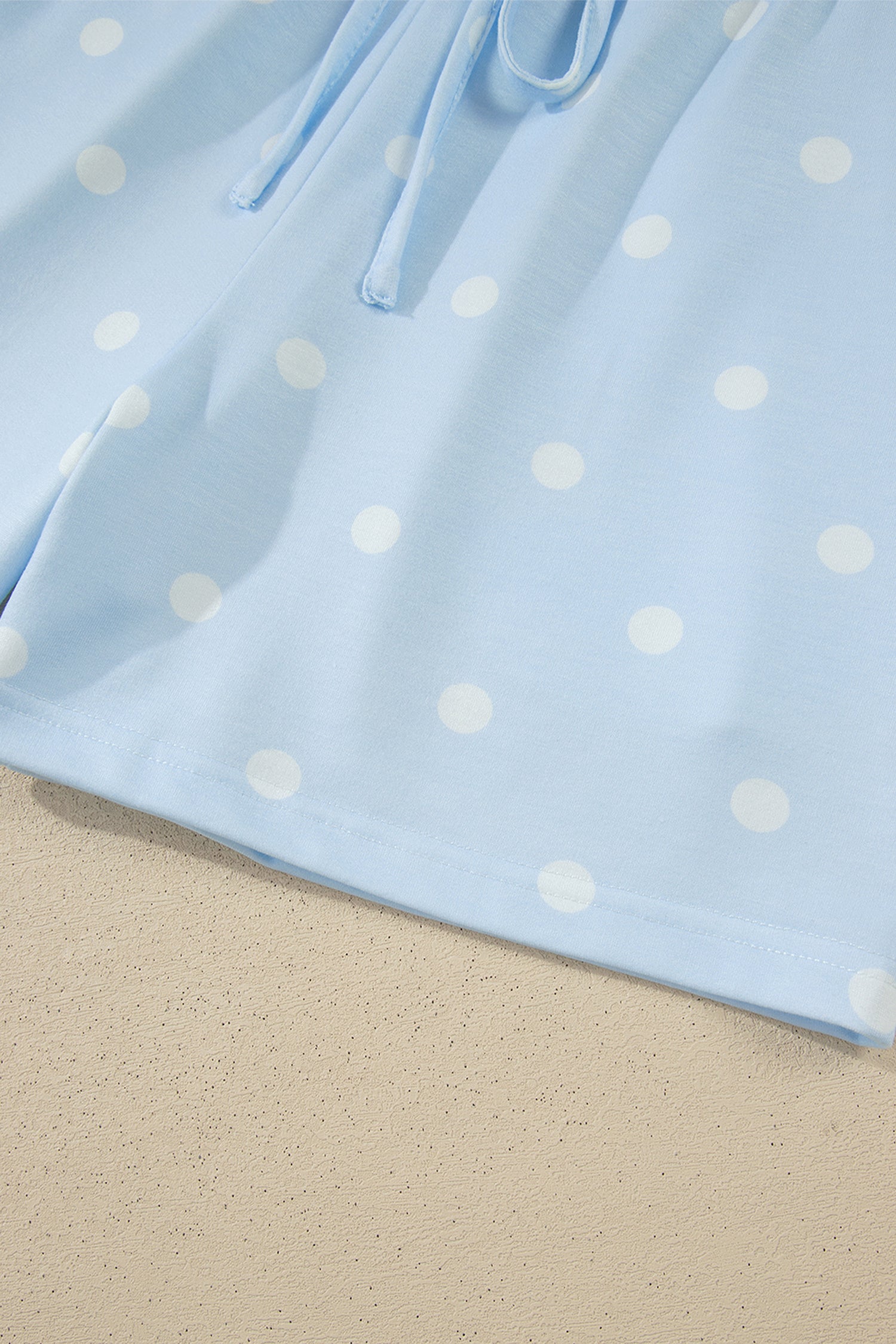 Pink Polka Dot Short Sleeve Loose Top Drawstring Shorts Set