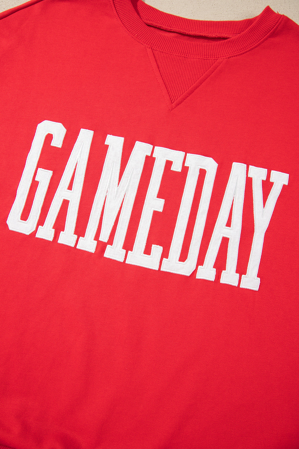 Sky Blue GAMEDAY Embroidered Patch Pattern Casual Shift Sweatshirt