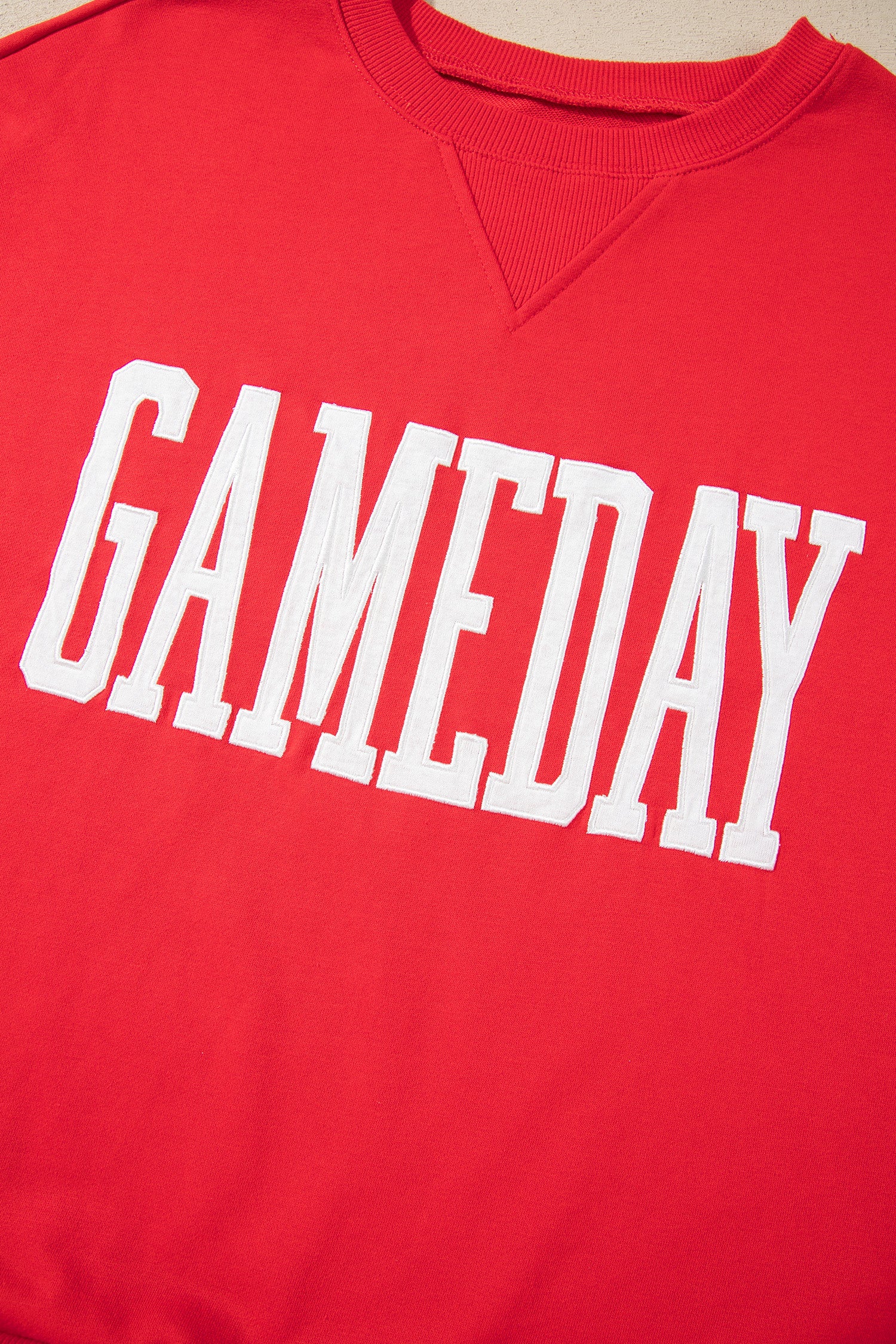 Sky Blue GAMEDAY Embroidered Patch Pattern Casual Shift Sweatshirt