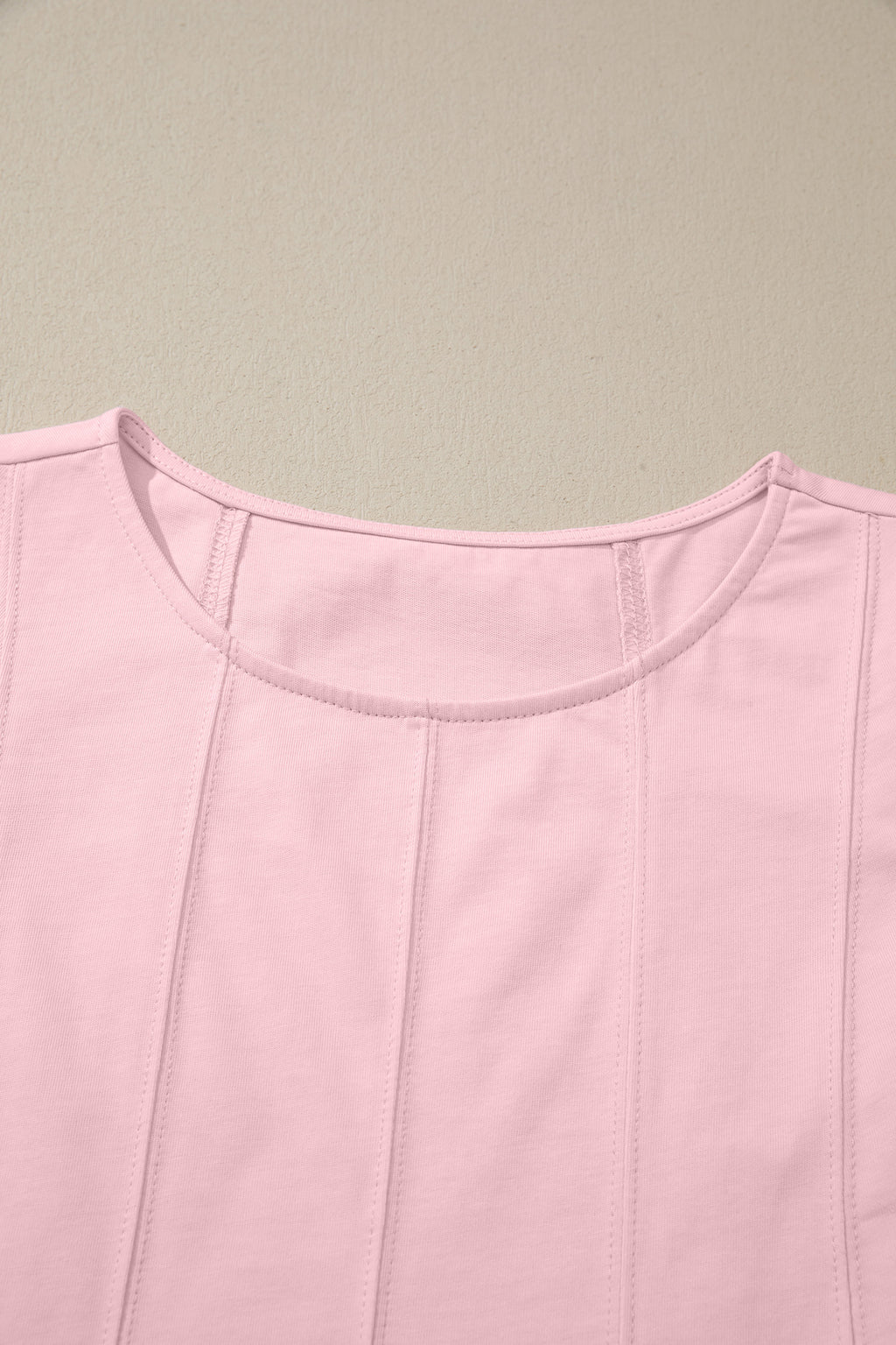 Pink Stitched Detail Loose Tank Top Cotton 2pcs Short Set