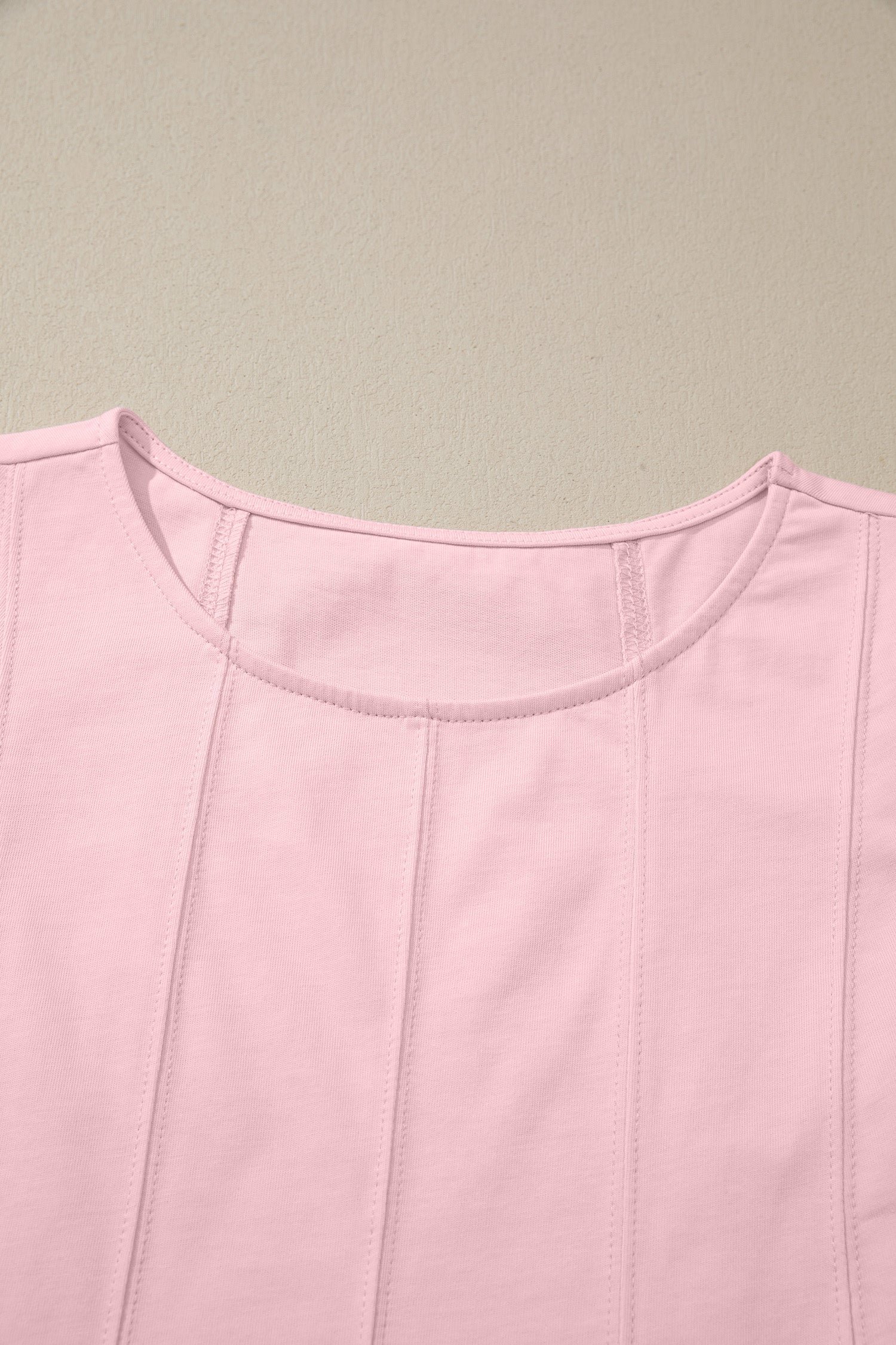 Pink Stitched Detail Loose Tank Top Cotton 2pcs Short Set