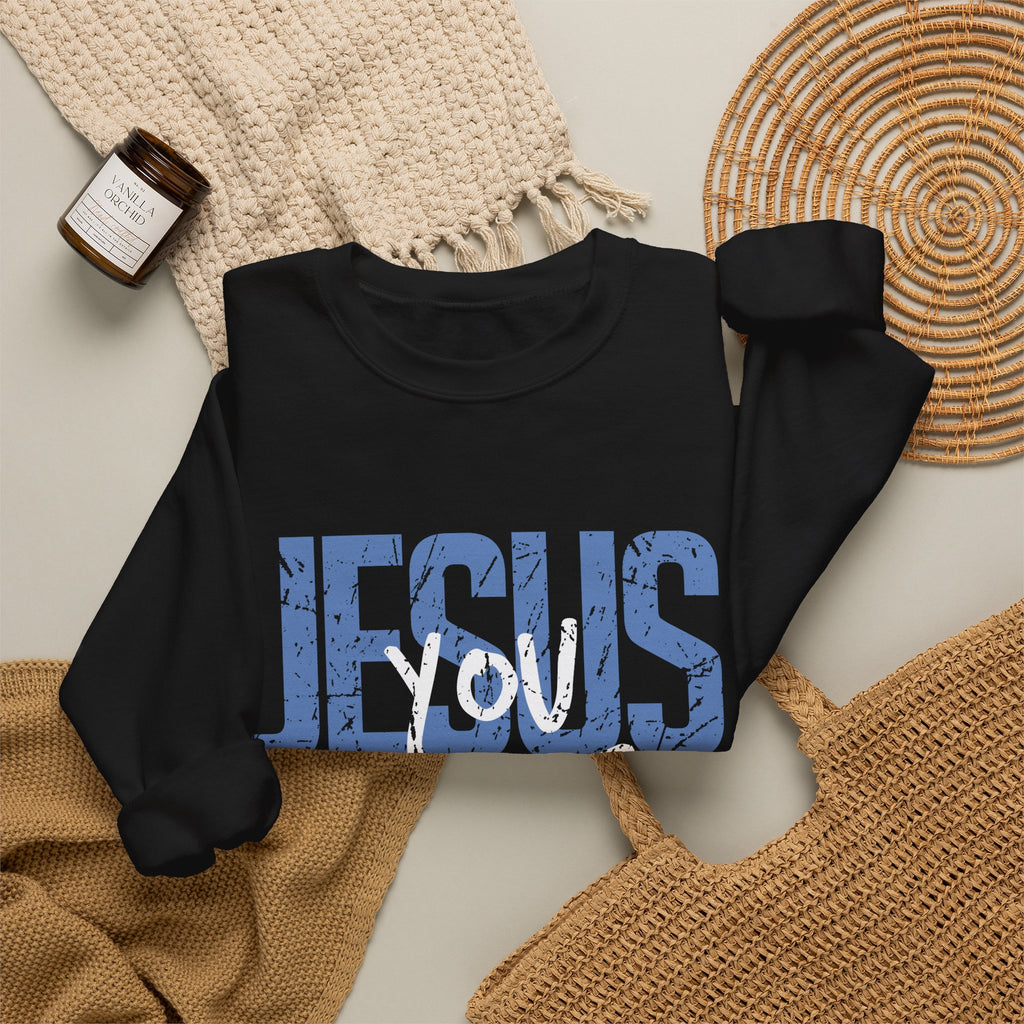 Jesus Loves You & Me Crewneck Sweatshirt — Christian Faith Inspirational Pullover (John 15:13)