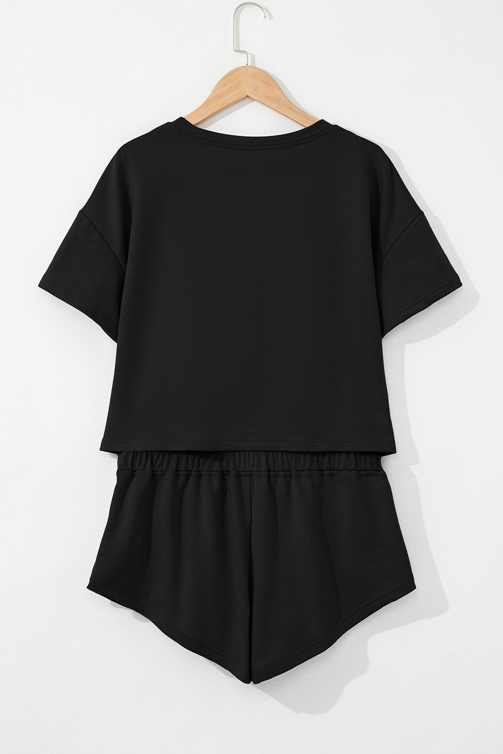 Black Cropped Tee and Ruffle High Waist Skort Set