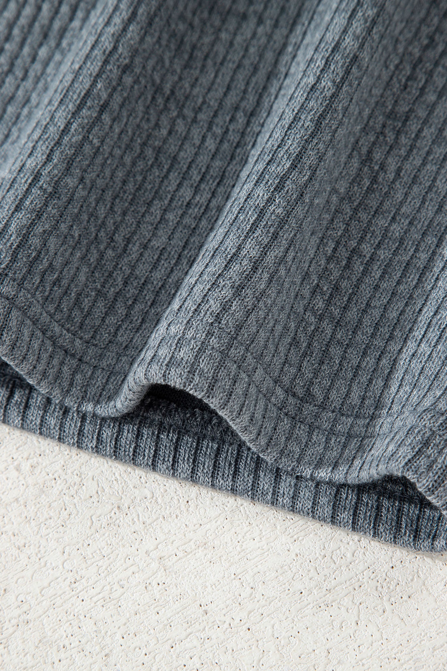 Medium Grey Ribbed Knit Buttons Front Flap Pocket Casual Shacket