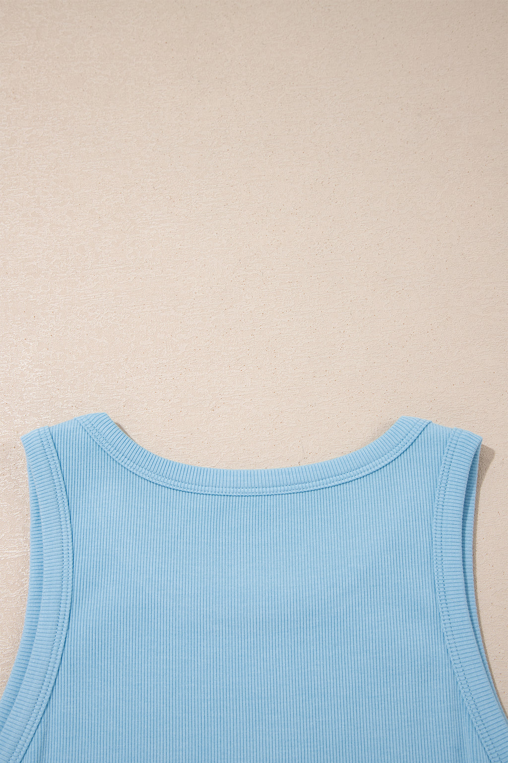 Dark Blue Ribbed Slim Tank Pocketed Wide Leg Shorts Set
