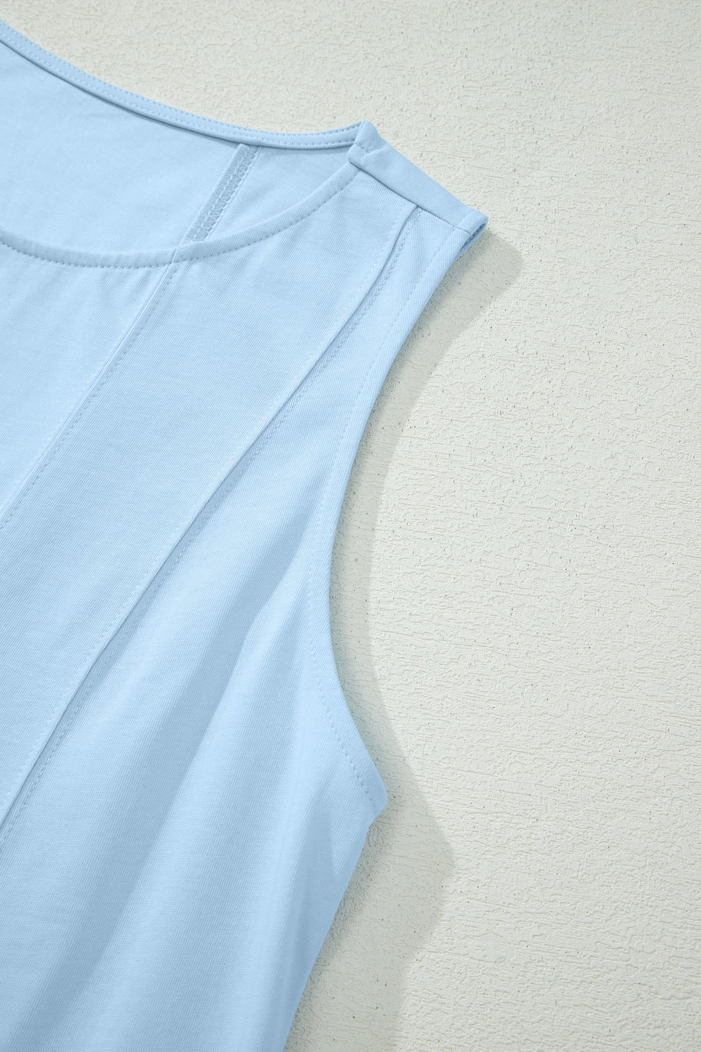 Pink Stitched Detail Loose Tank Top Cotton 2pcs Short Set