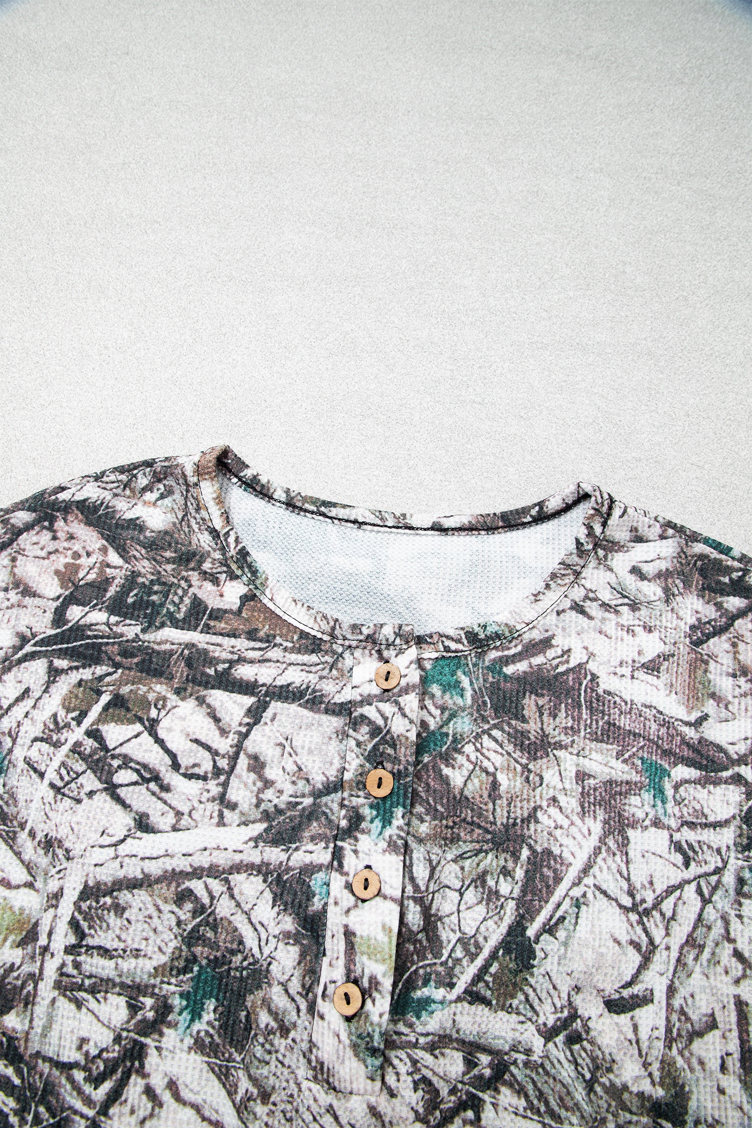 Brown Camo Long Sleeve Top Elastic Waist Shorts Two Piece Set