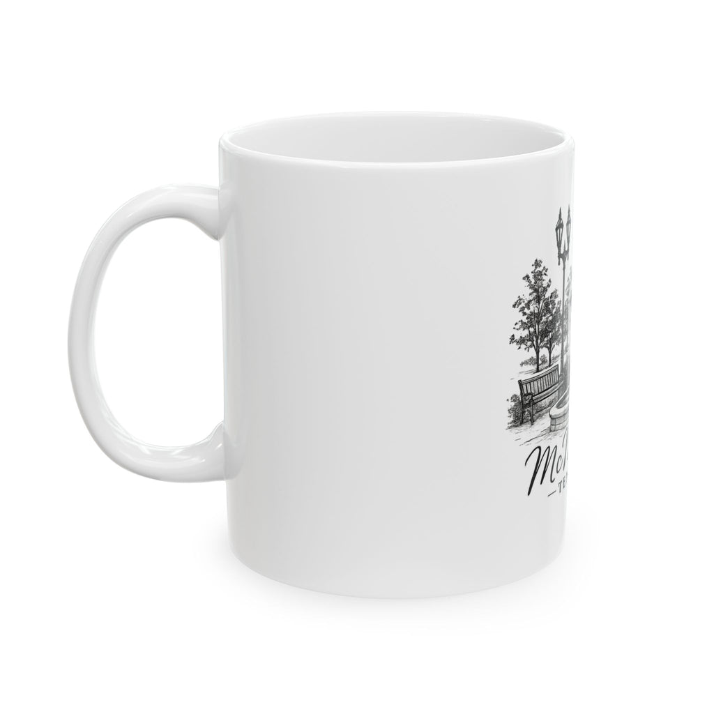 McMinnville Tennessee Fountain Ceramic Mug — Vintage Townscape Coffee Cup (11oz/15oz)