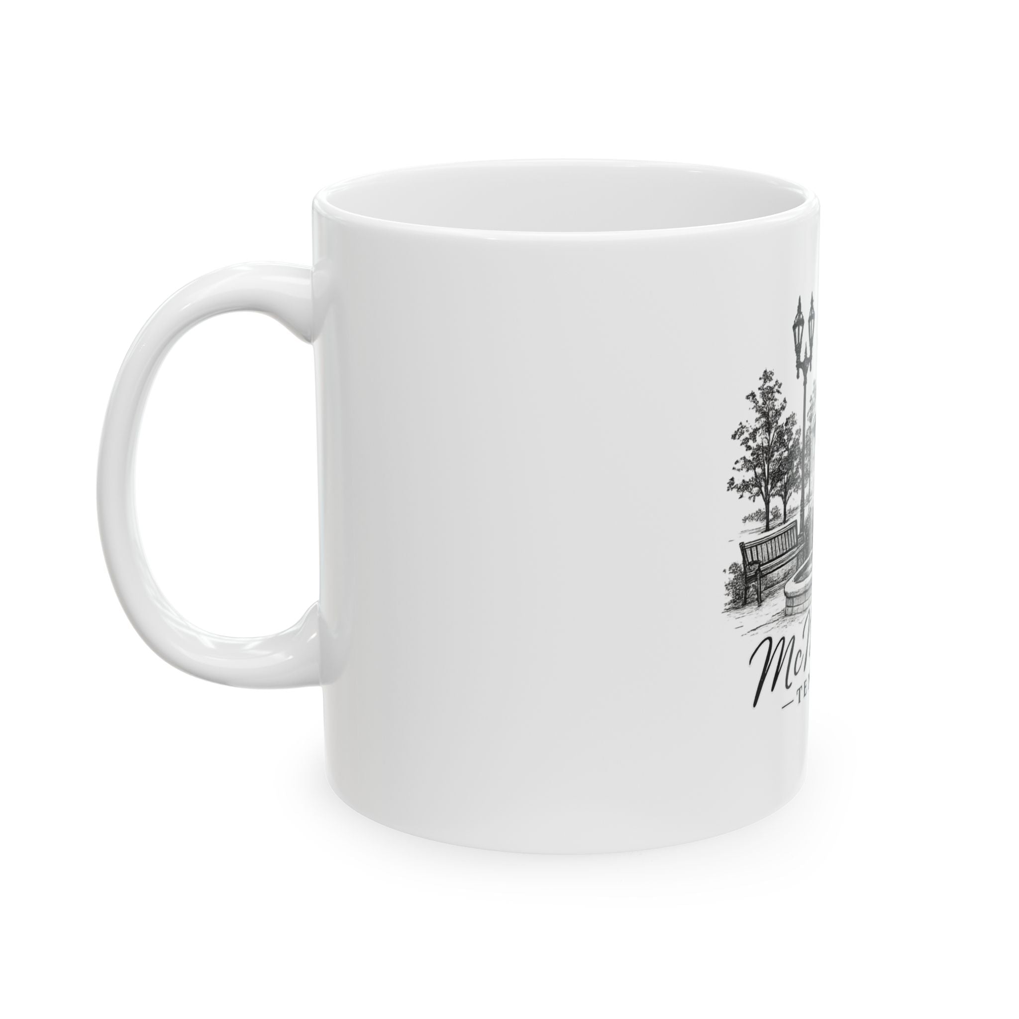 McMinnville Tennessee Fountain Ceramic Mug — Vintage Townscape Coffee Cup (11oz/15oz)