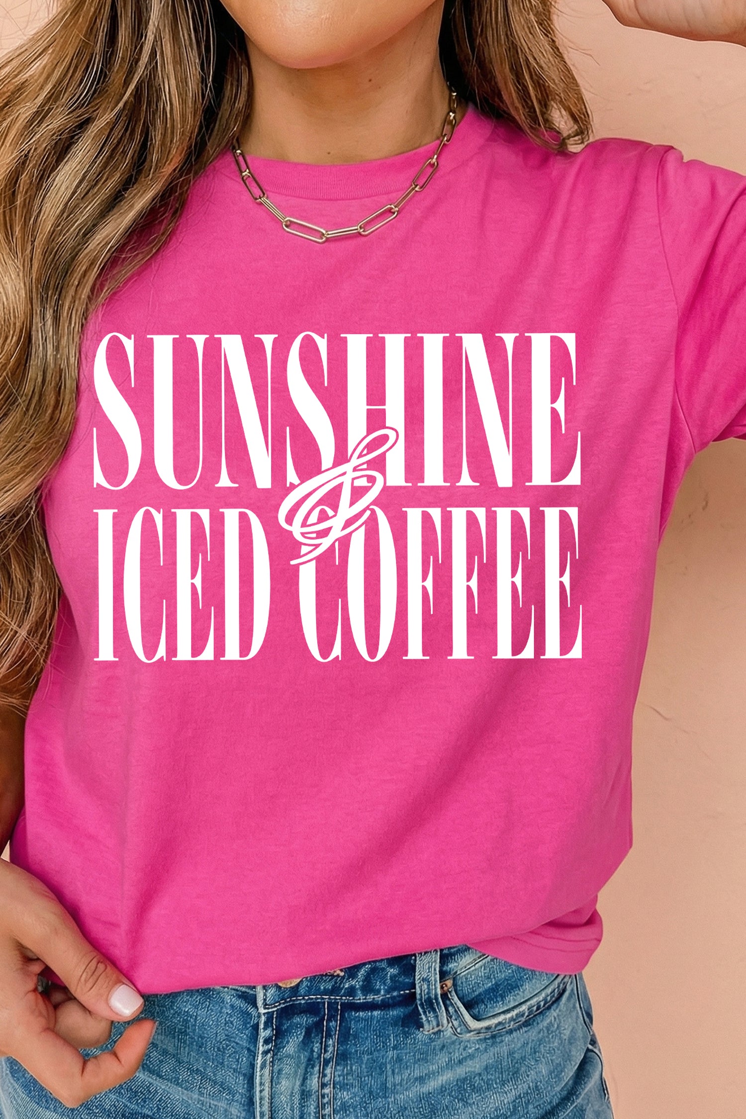 Rose Red SUNSHINE ICED COFFEE Casual Summer T Shirt