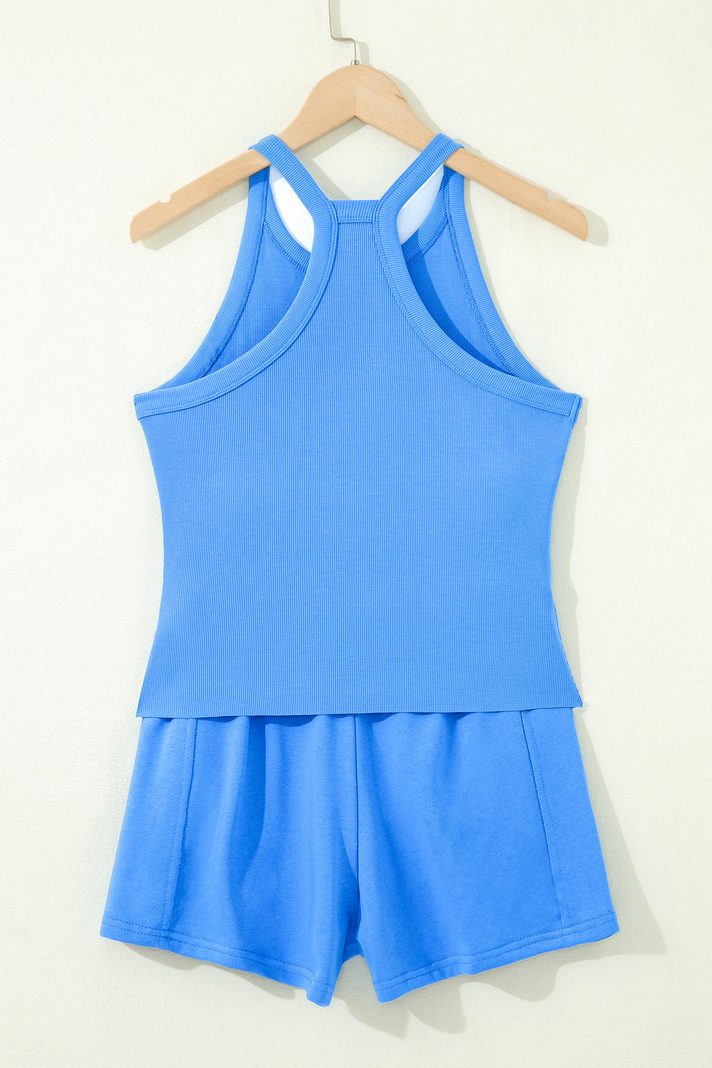 Sachet Pink Slim Tank Top Elastic High Waist Shorts 2pcs Outfit