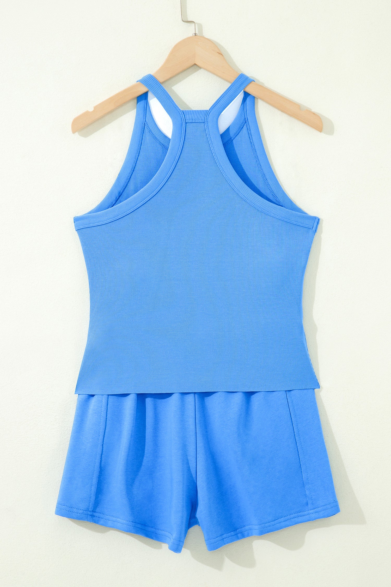 Sachet Pink Slim Tank Top Elastic High Waist Shorts 2pcs Outfit