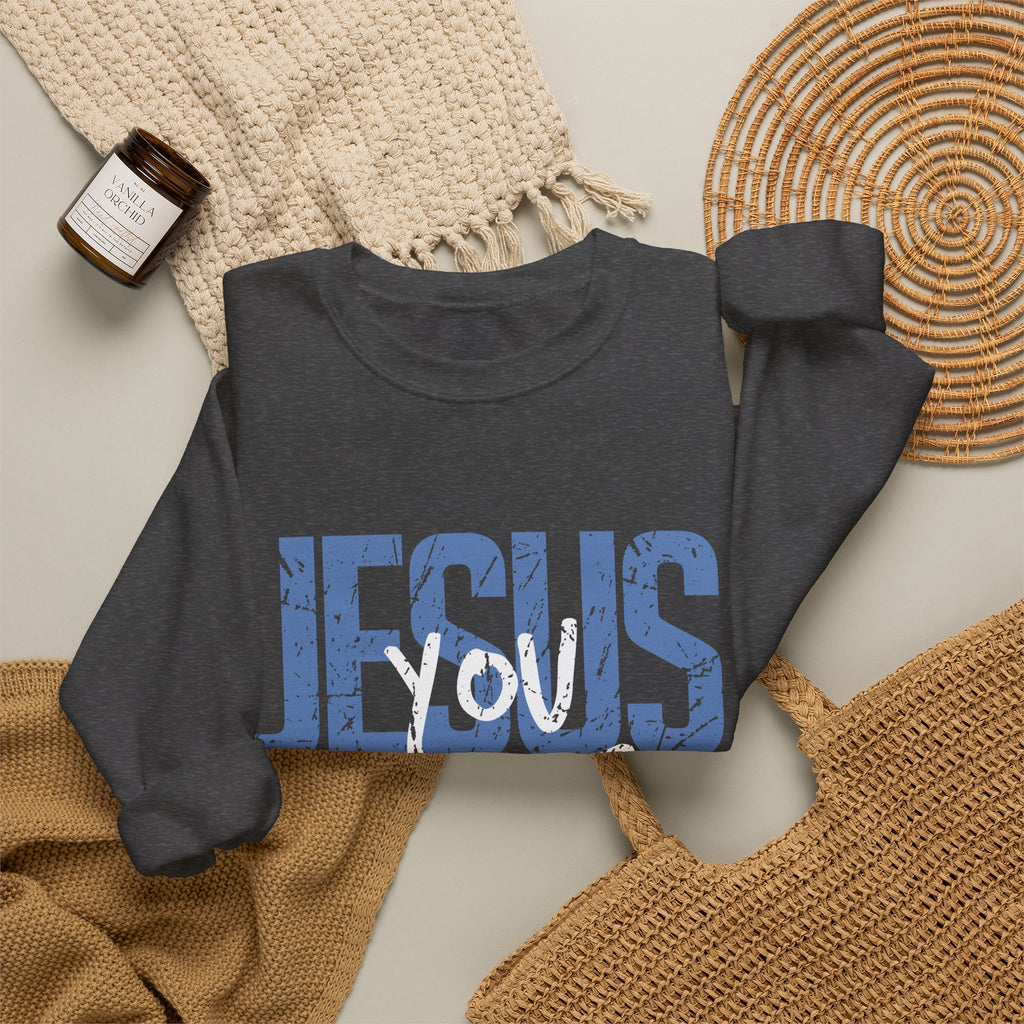 Jesus Loves You & Me Crewneck Sweatshirt — Christian Faith Inspirational Pullover (John 15:13)