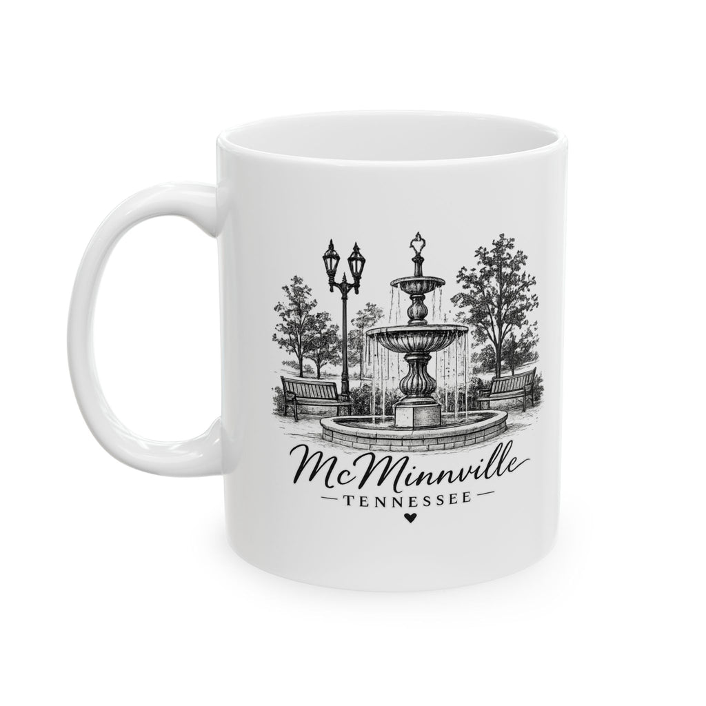 Scenic Lakeside Mug — Vintage Tree & Dock Illustration (11oz, 15oz)
