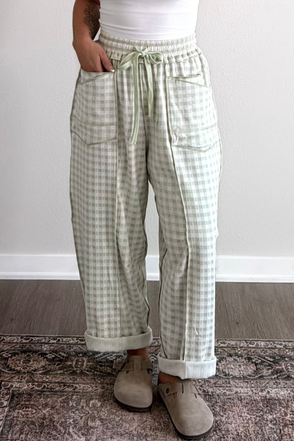 Green Plaid Bottoms