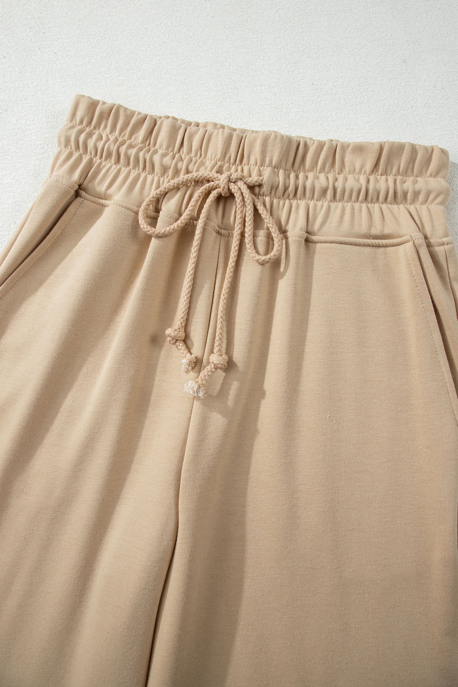 Mist Blue Solid Color Loose Tee Drawstring Wide Leg Pants 2pcs Outfit