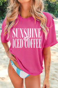 Rose Red SUNSHINE ICED COFFEE Casual Summer T Shirt