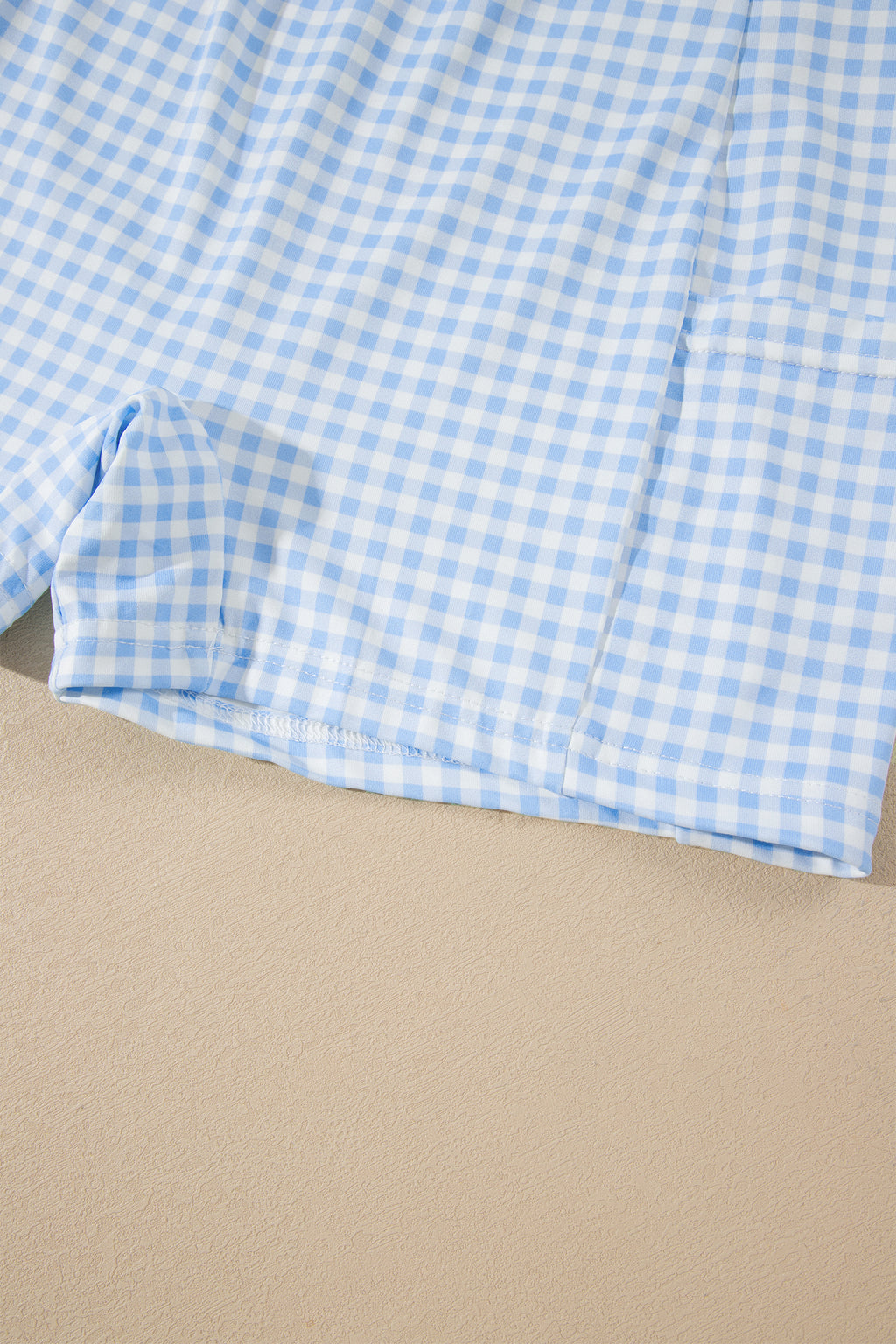 Beau Blue Faux Two Piece Gingham Contrast Patchwork Loose Mini Dress