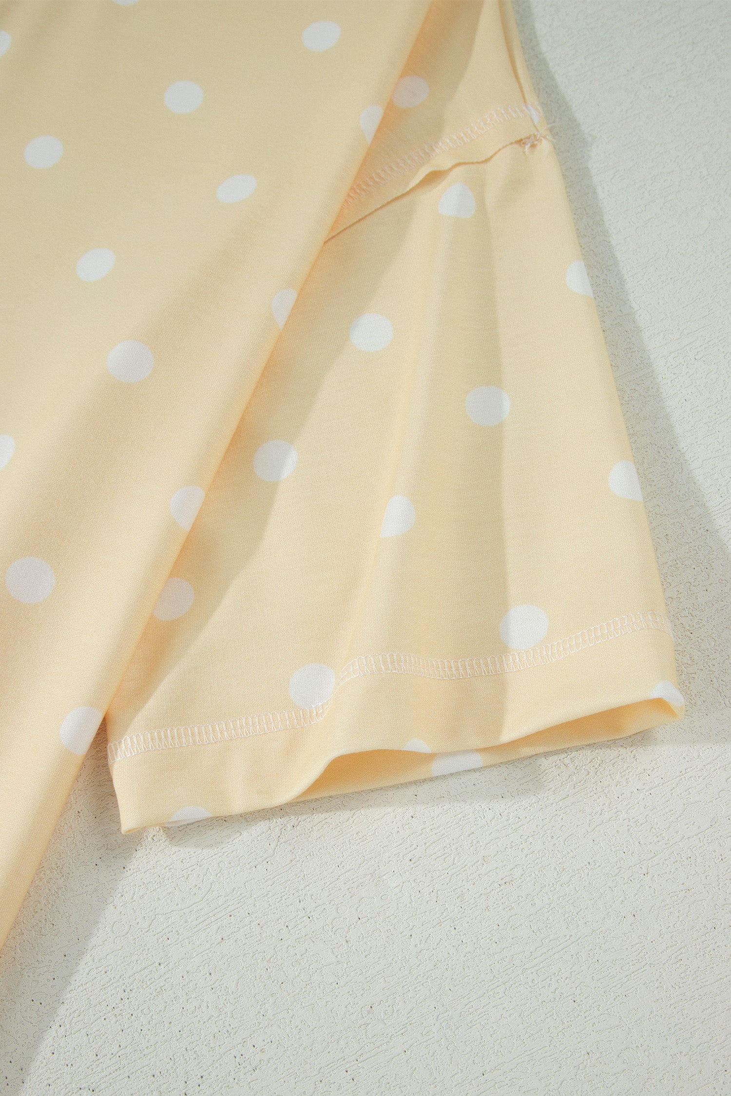 Pink Polka Dot Short Sleeve Loose Top Drawstring Shorts Set
