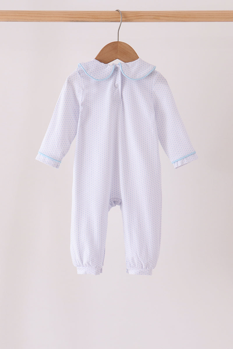 Blue dot turkey embroidery romper