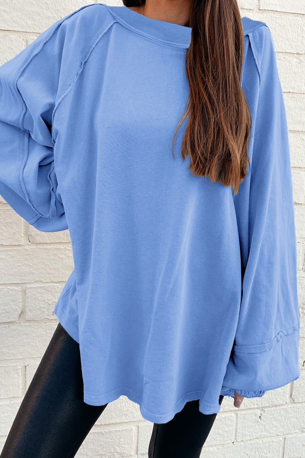 Beau Blue Patchwork Baggy Sweatshirt