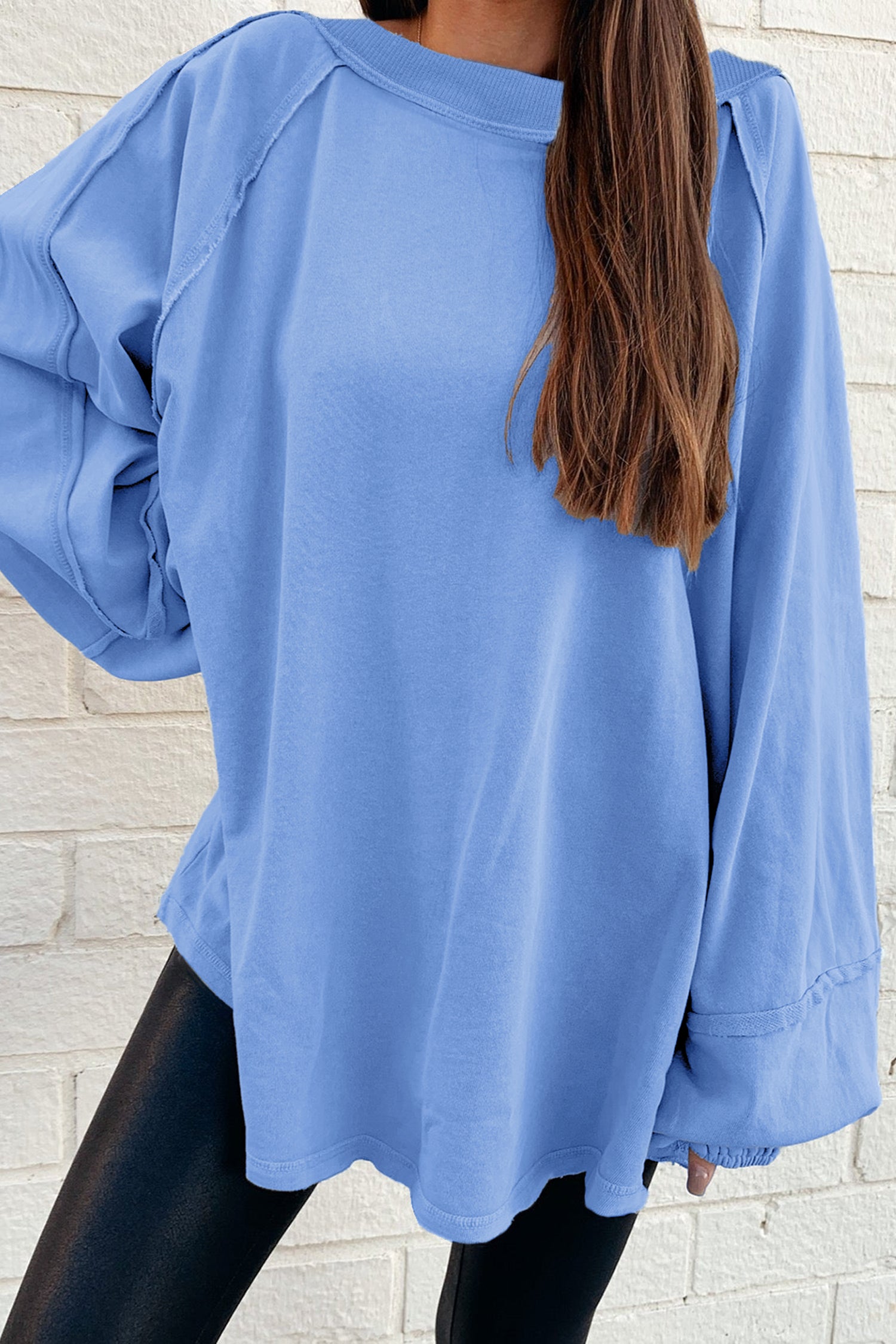 Beau Blue Patchwork Baggy Sweatshirt