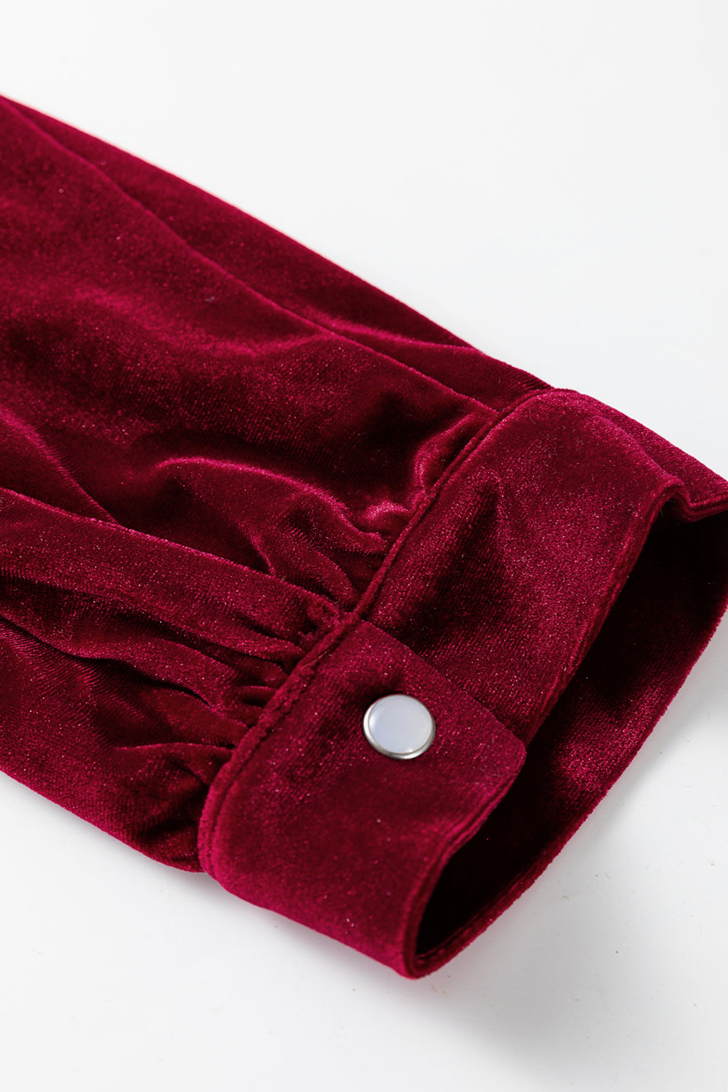 Evergreen Asymmetric Button Keyhole Neck Long Sleeve Velvet Blouse