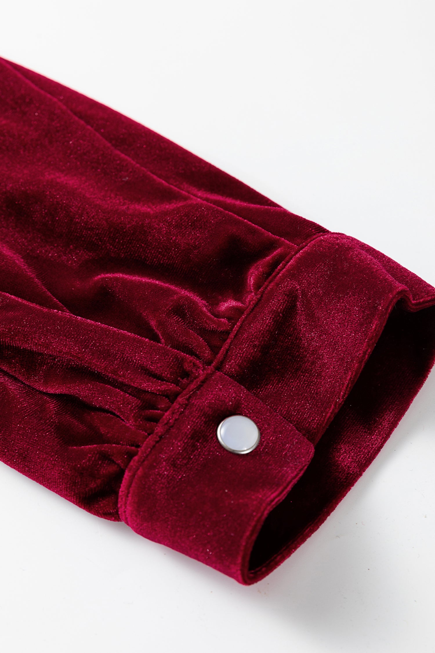 Evergreen Asymmetric Button Keyhole Neck Long Sleeve Velvet Blouse