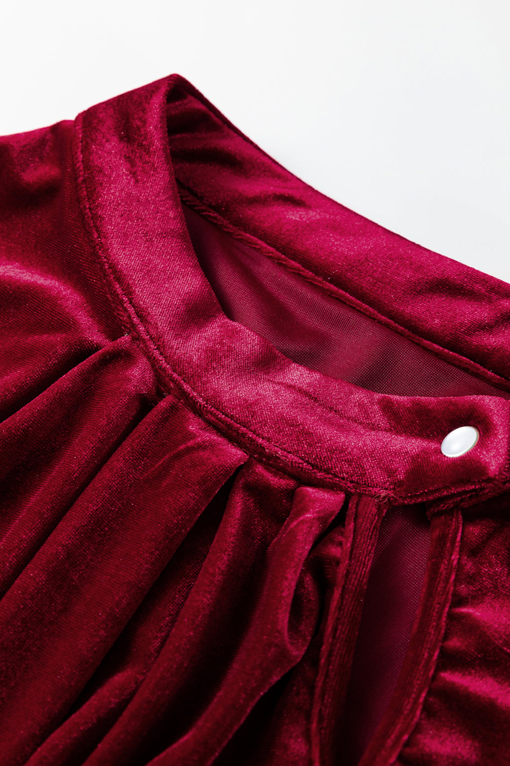 Evergreen Asymmetric Button Keyhole Neck Long Sleeve Velvet Blouse