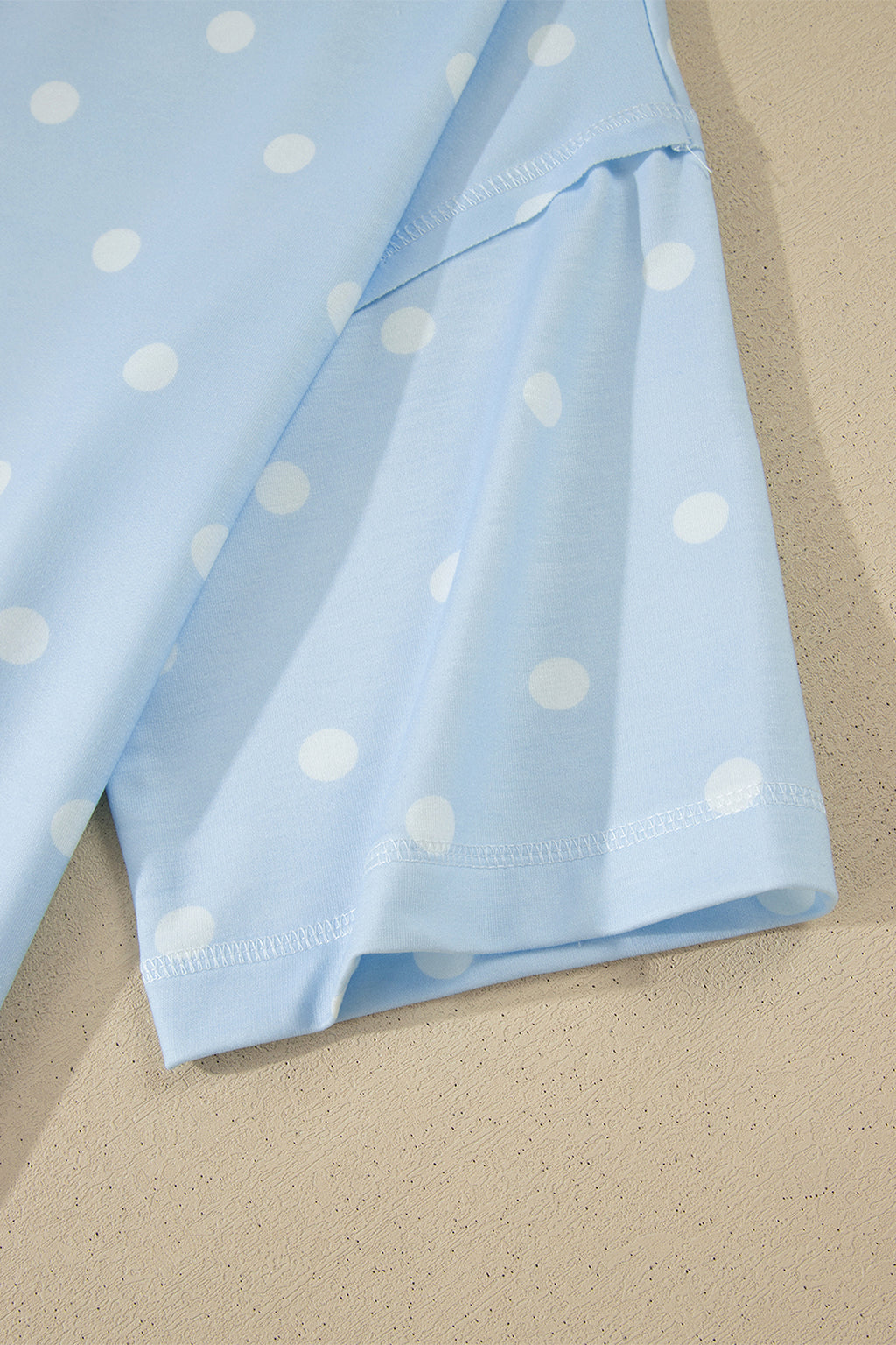 Pink Polka Dot Short Sleeve Loose Top Drawstring Shorts Set