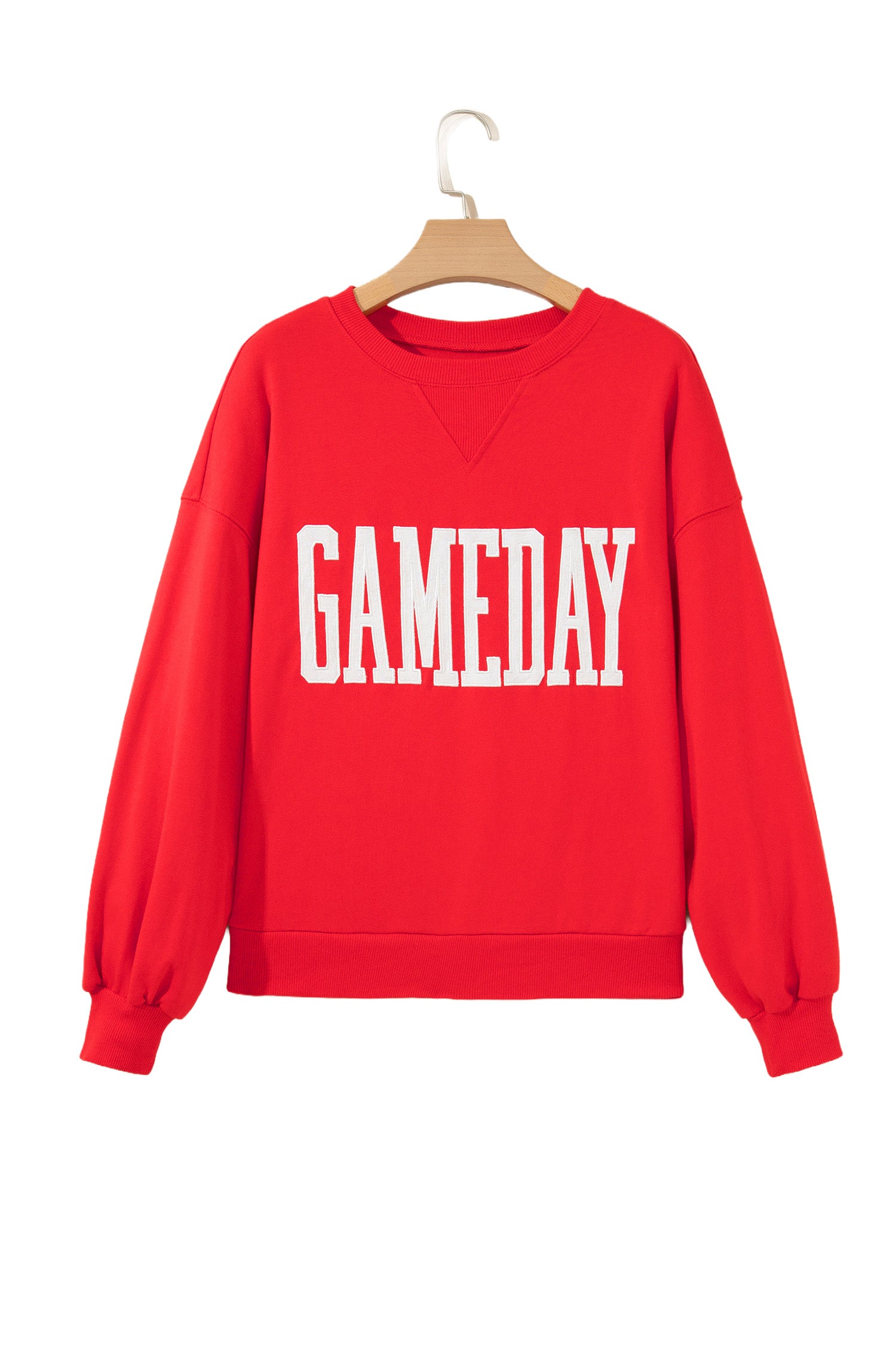 Sky Blue GAMEDAY Embroidered Patch Pattern Casual Shift Sweatshirt