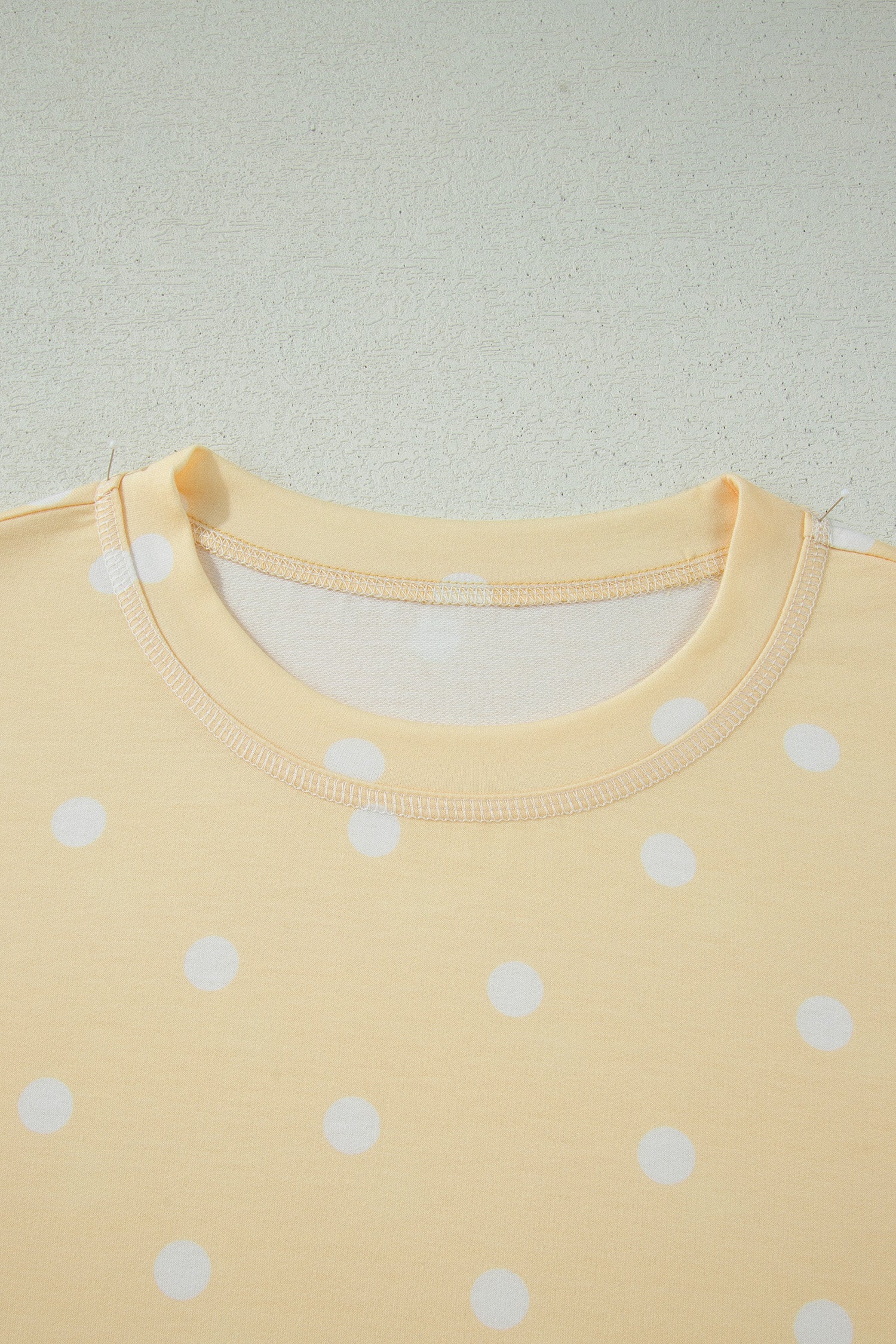 Pink Polka Dot Short Sleeve Loose Top Drawstring Shorts Set