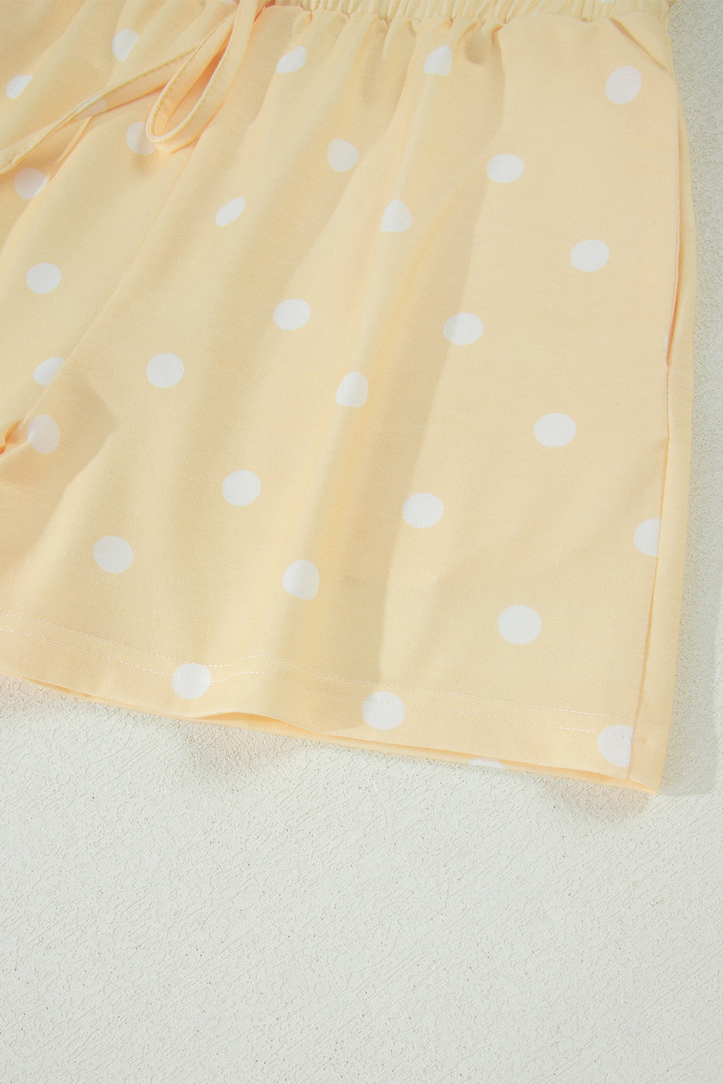 Pink Polka Dot Short Sleeve Loose Top Drawstring Shorts Set