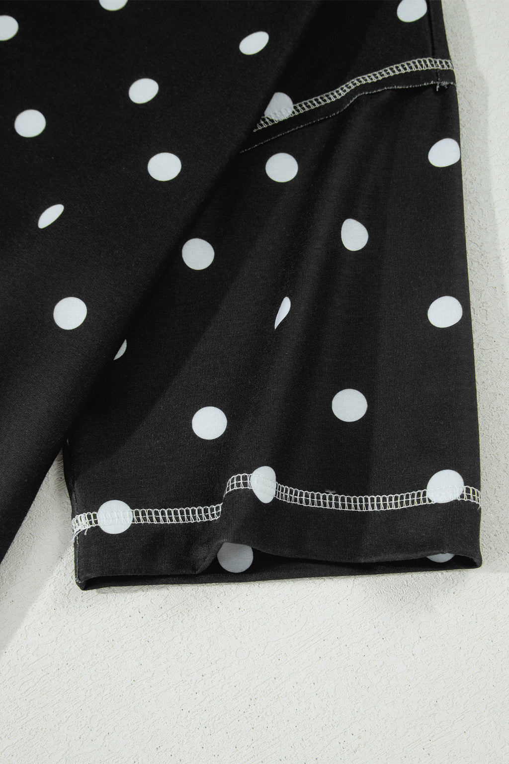 Pink Polka Dot Short Sleeve Loose Top Drawstring Shorts Set